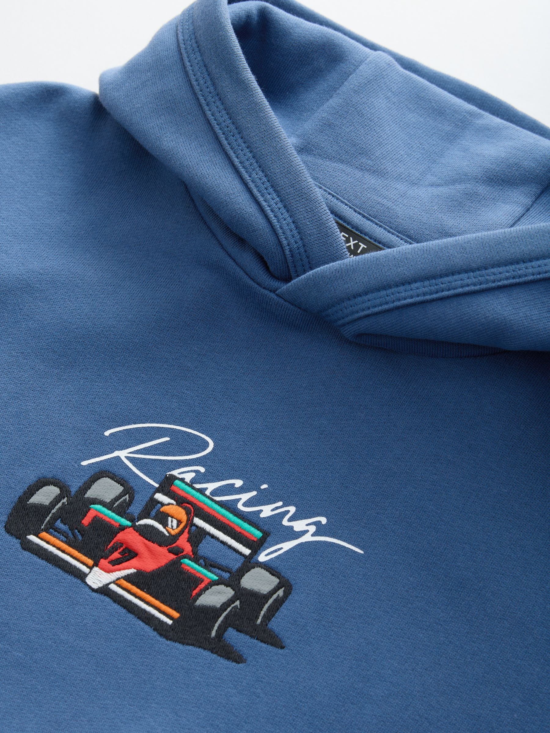 Blue Racing Car Graphic Hoodie (3-16yrs)