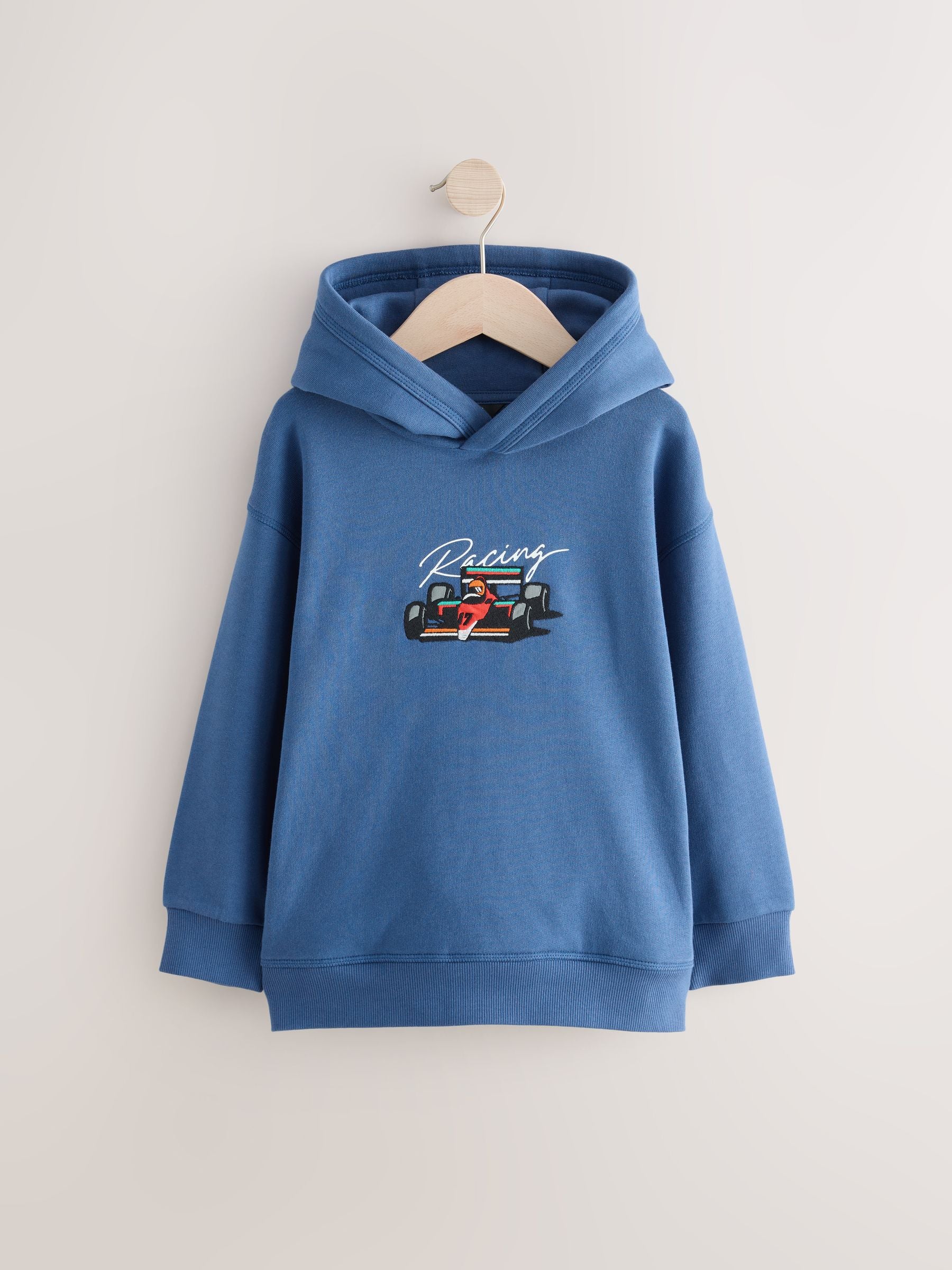 Blue Racing Car Graphic Hoodie (3-16yrs)