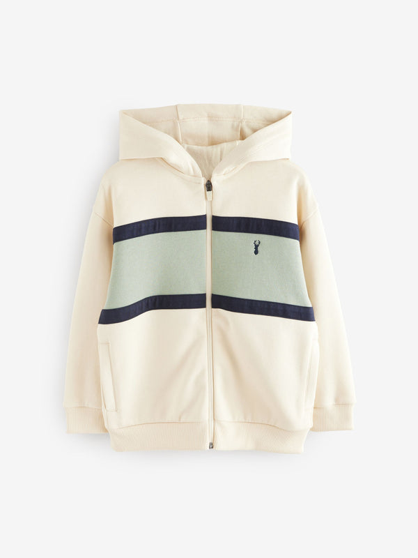 Cream/Green Colourblock Zip Through Hoodie (3-16yrs)