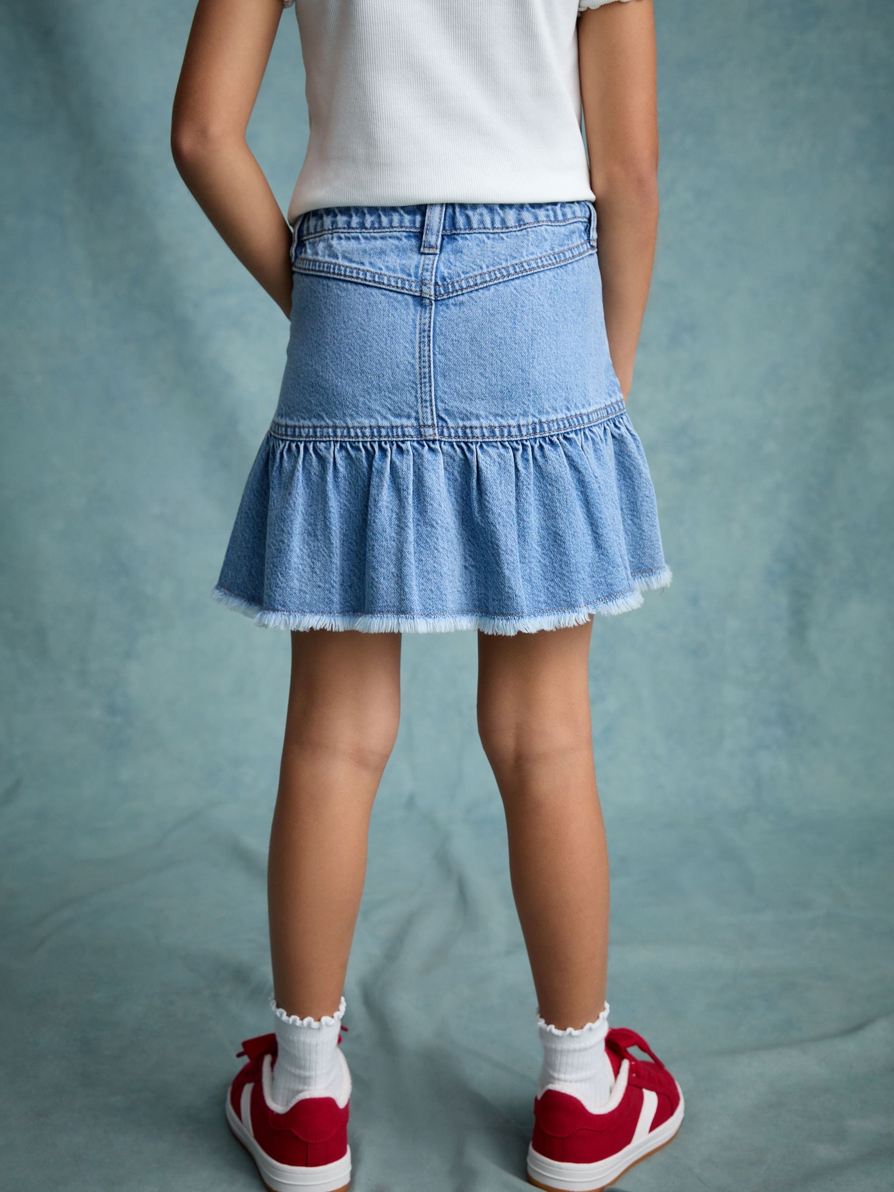 Mid Blue 100% Cotton Denim Skirt (3-16yrs)