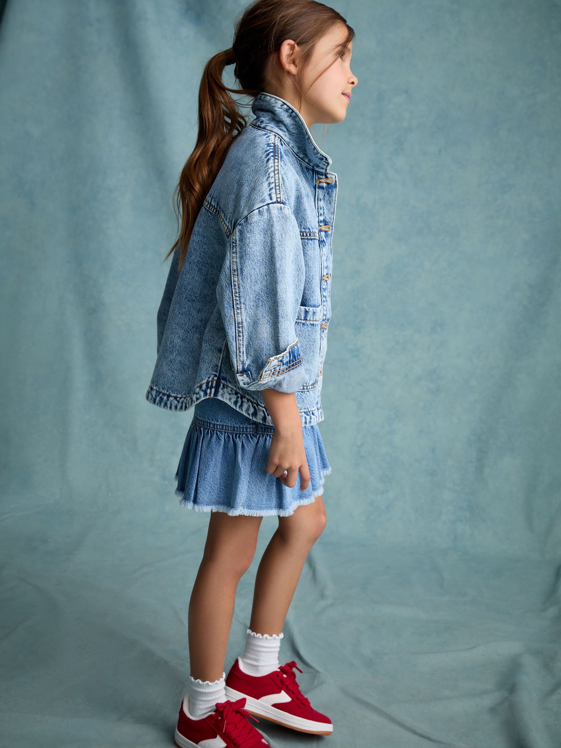 Mid Blue 100% Cotton Denim Skirt (3-16yrs)