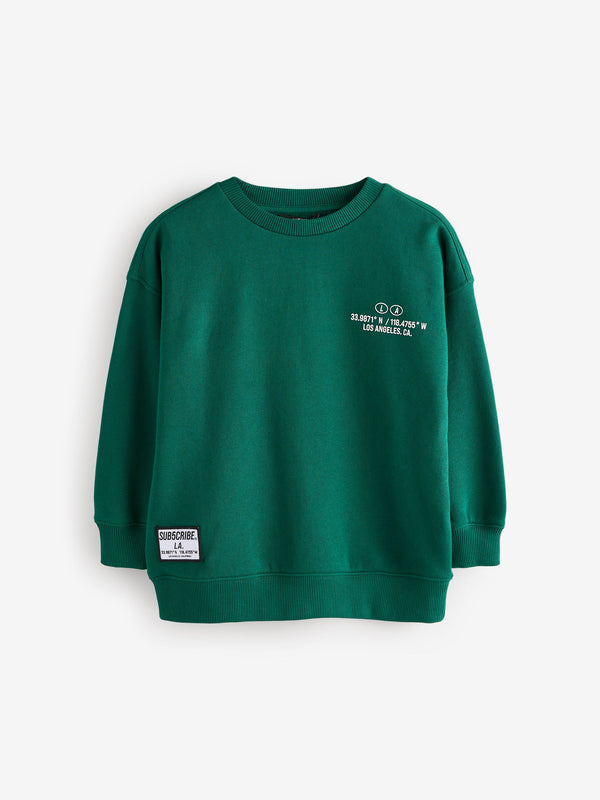 Green Subscribe Back Print Crew Neck Sweatshirt (3-16yrs)