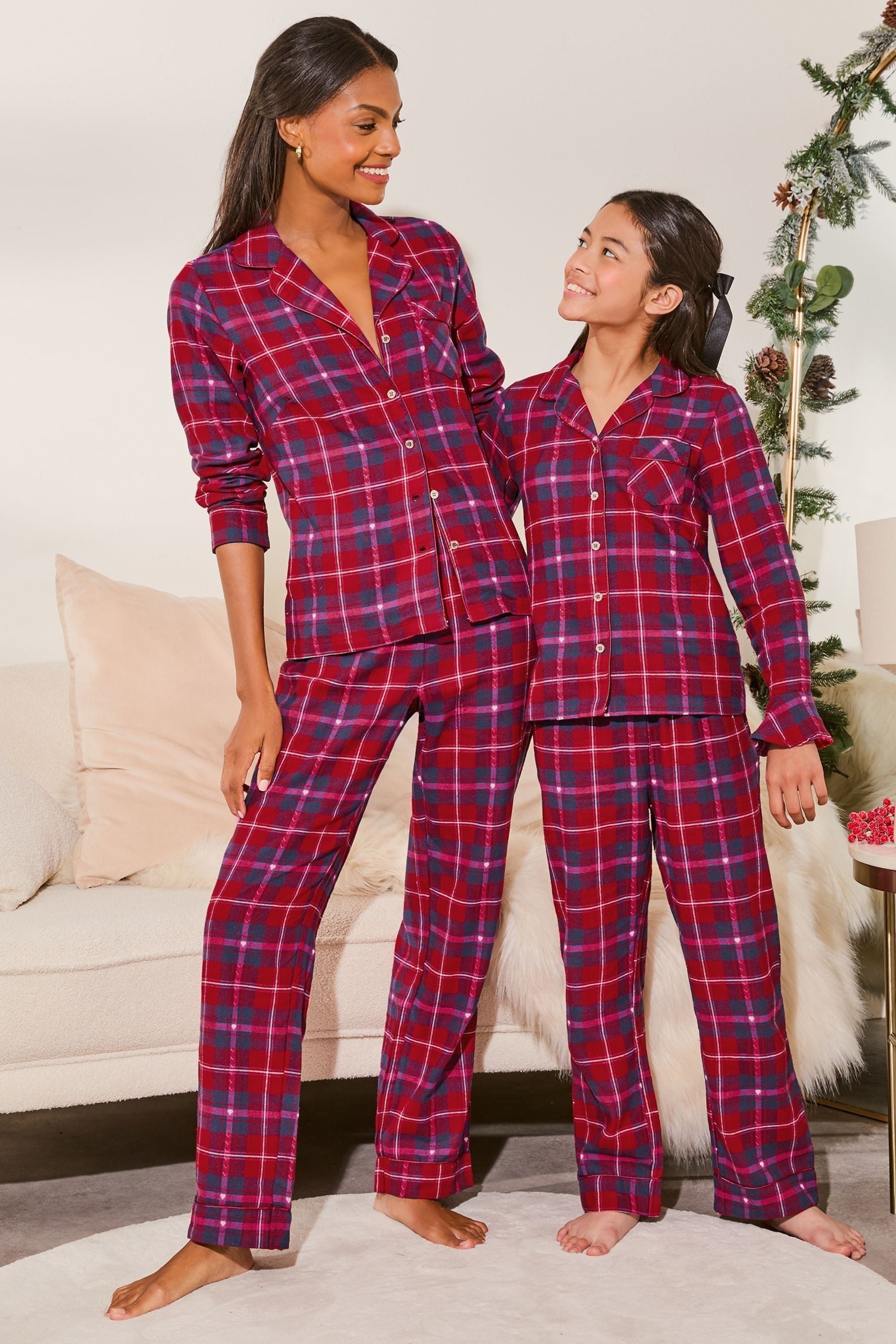 Red Check Long Sleeve Check Pyjamas