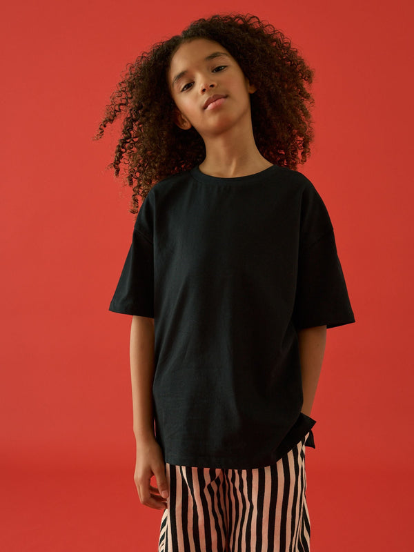 Black Oversized 100% Cotton T-Shirt (3-16yrs)