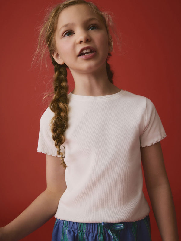 White Ribbed T-Shirt (3-16yrs)