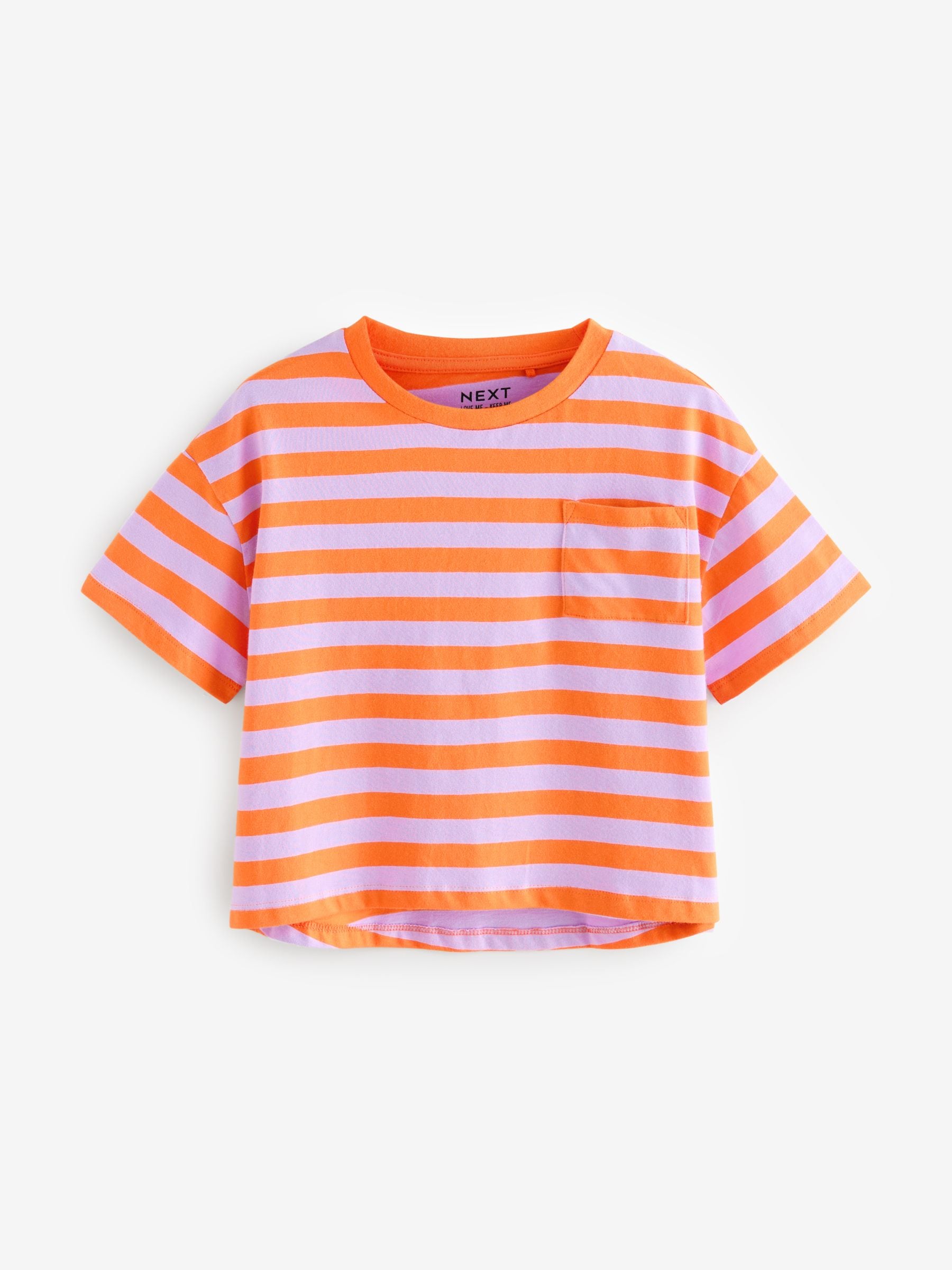 Blue/Orange/Ecru Boxy Stripe 100% Cotton T-Shirts 3 Pack (3-16yrs)