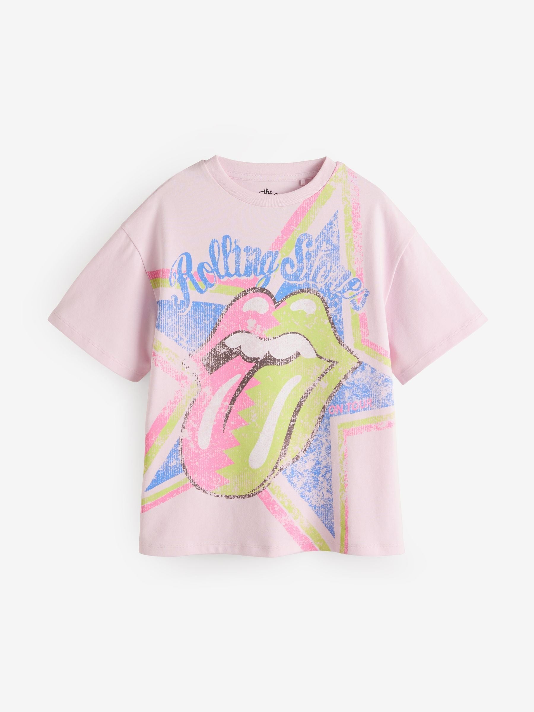 Pink Oversized Rolling Stones Band License 100% Cotton T-Shirt (3-16yrs)