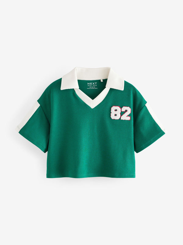 Green Boxy Varsity T-Shirt (3-16yrs)