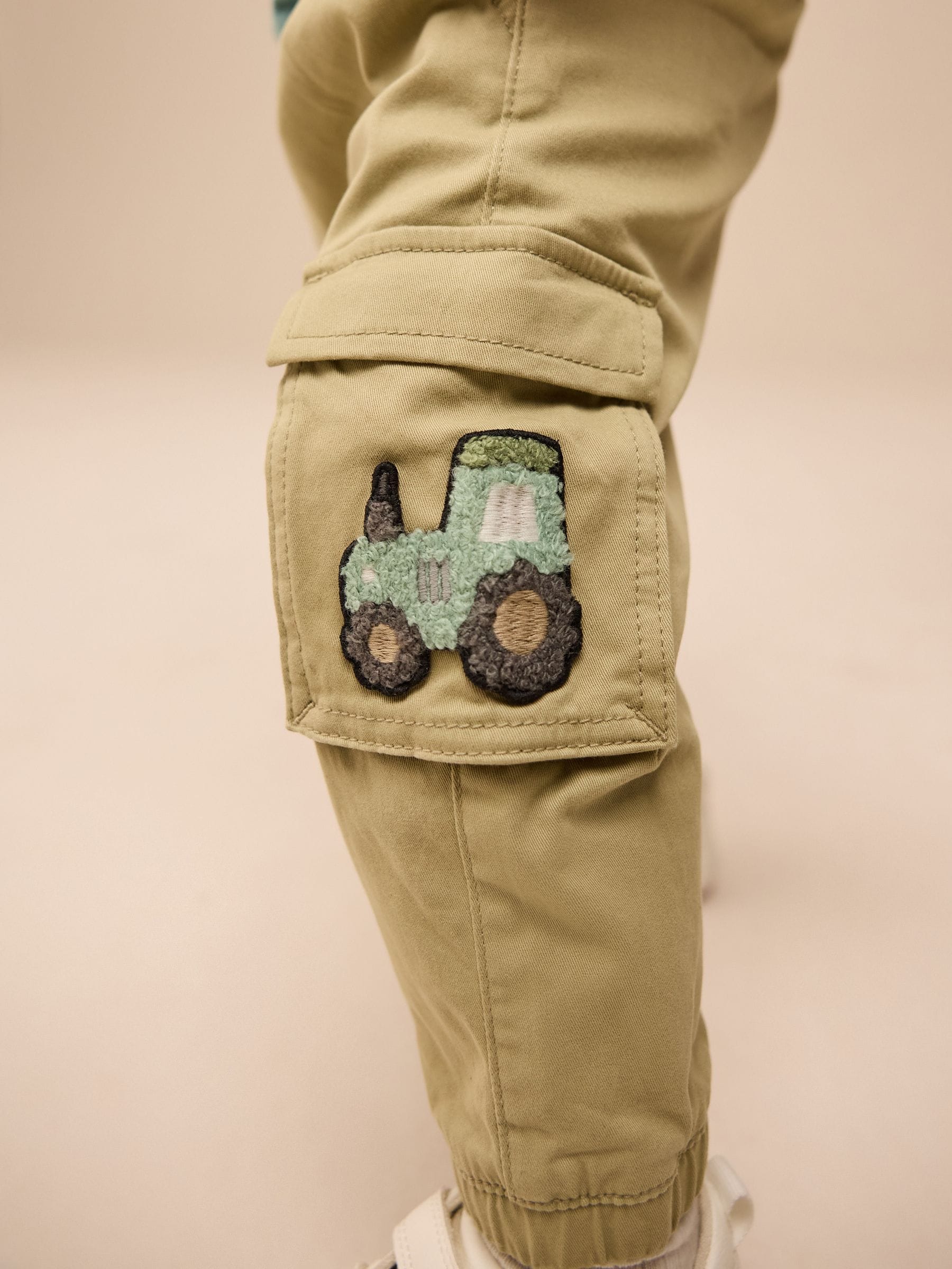 Sage Green Tractor Cargo Trousers (3mths-7yrs)