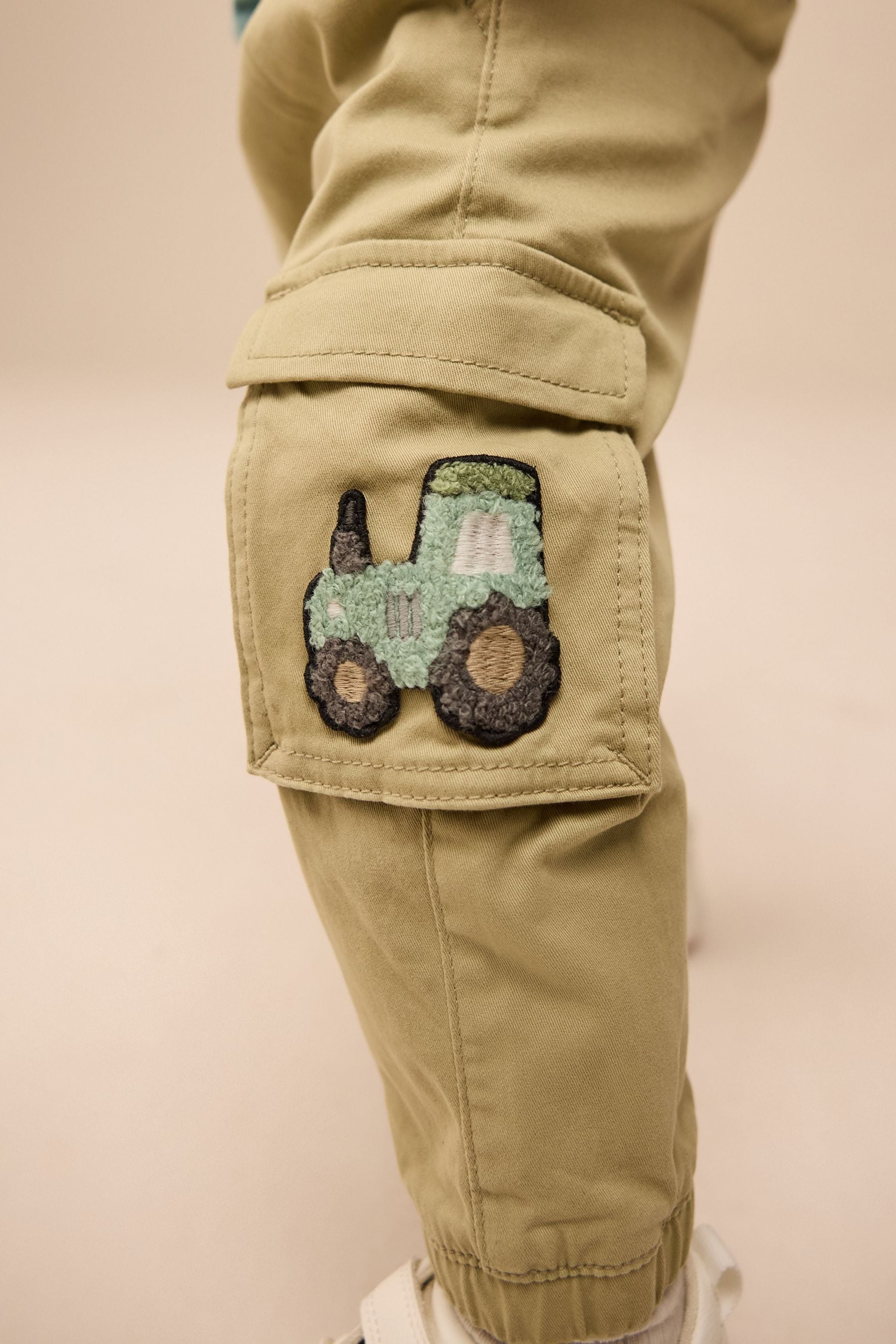 Sage Green Tractor Cargo Trousers (3mths-7yrs)