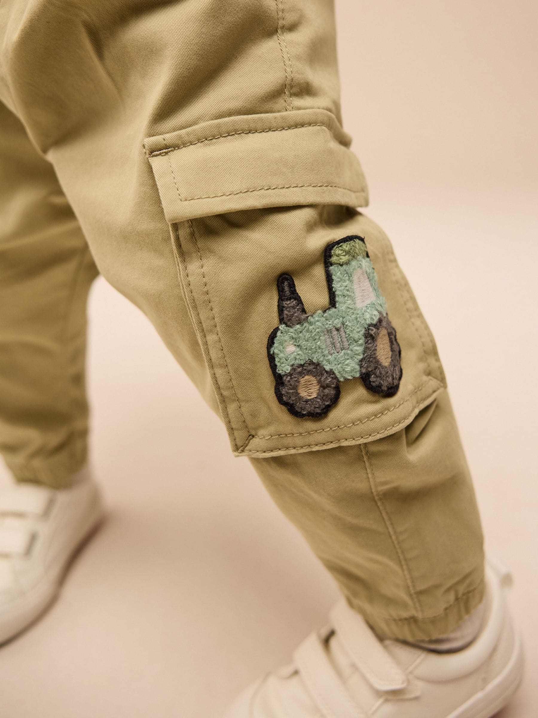 Sage Green Tractor Cargo Trousers (3mths-7yrs)