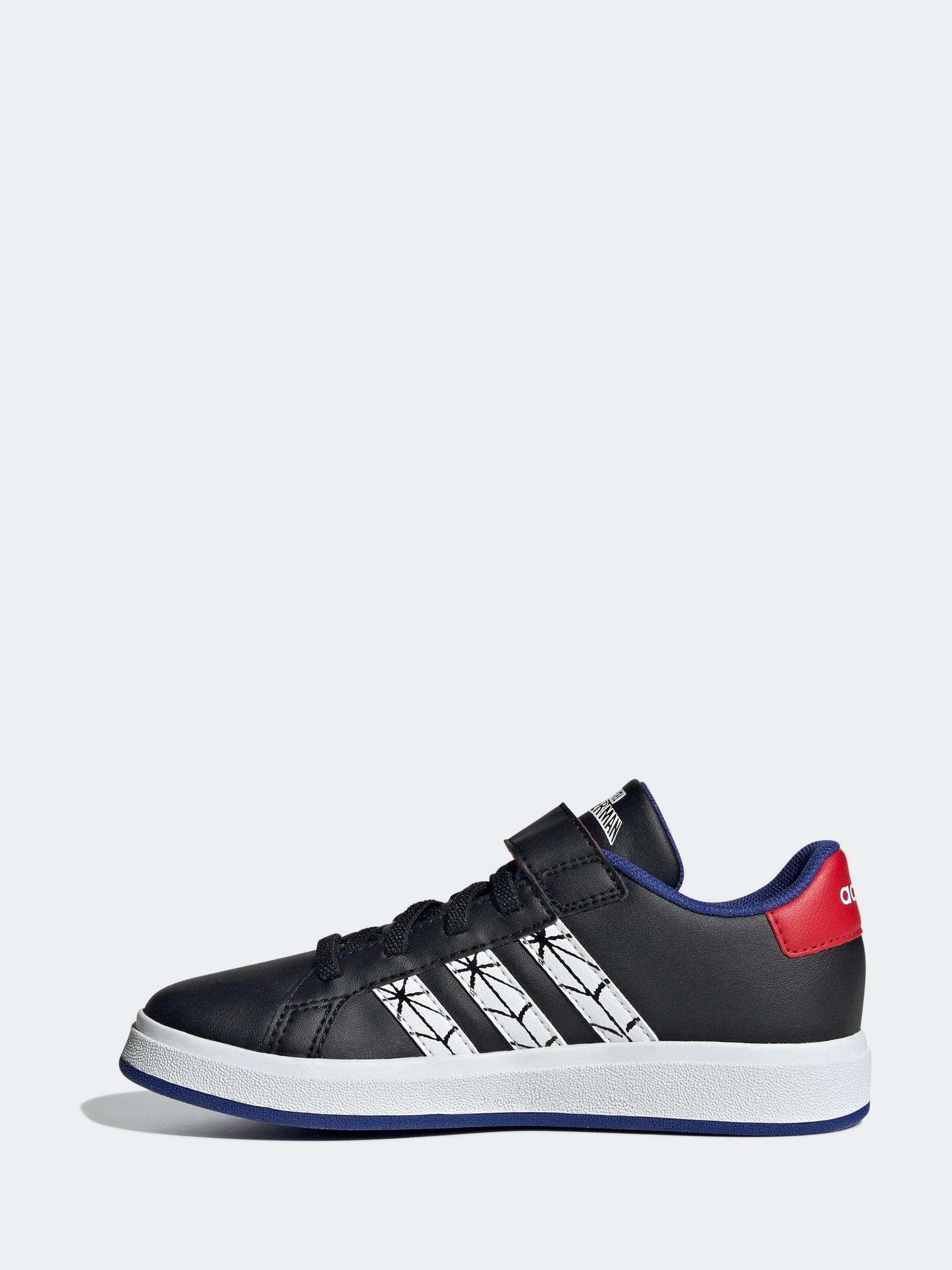 adidas Dark Black Marvel's Kids Spider-Man Grand Court Trainers