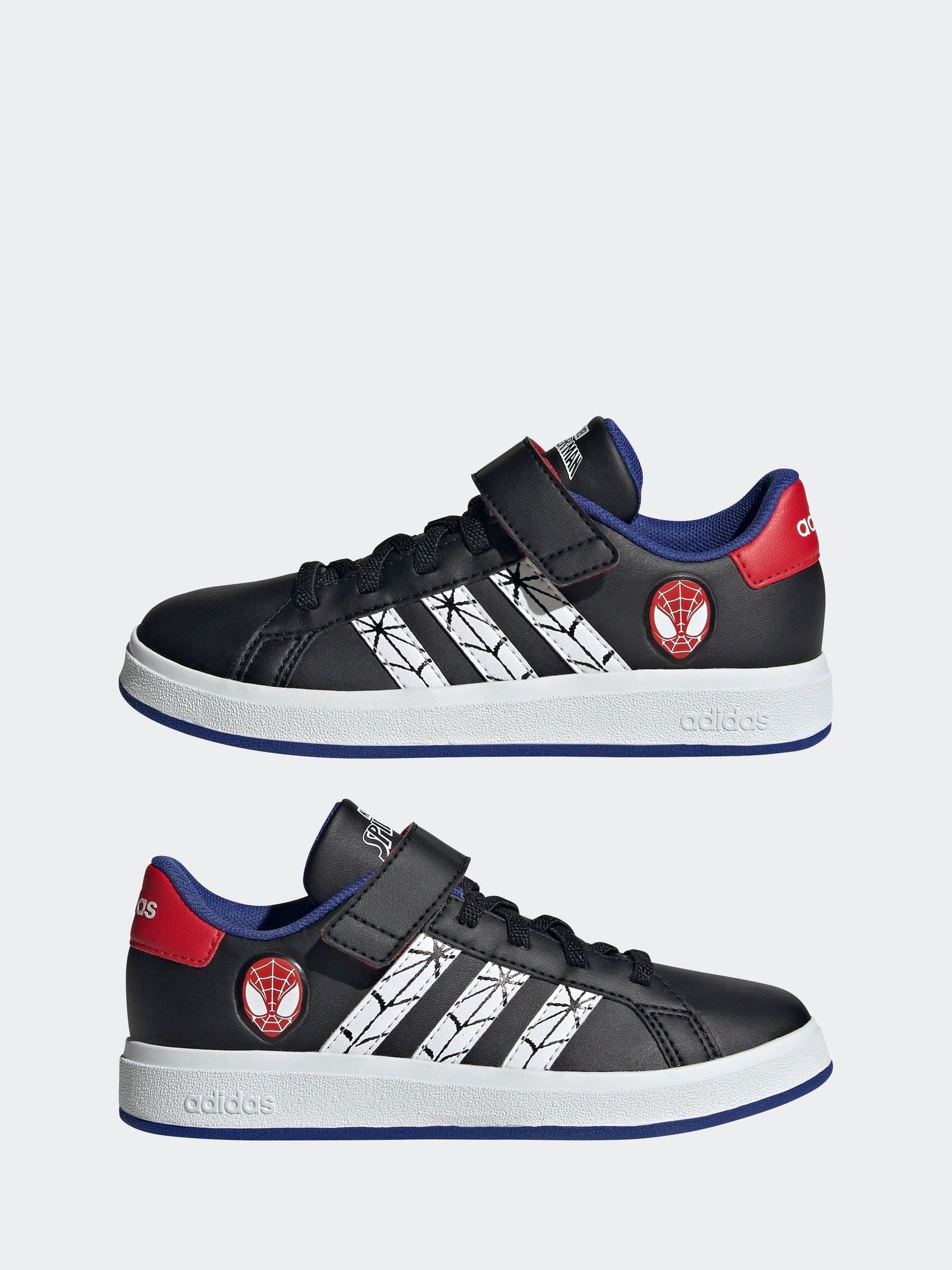 adidas Dark Black Marvel's Kids Spider-Man Grand Court Trainers