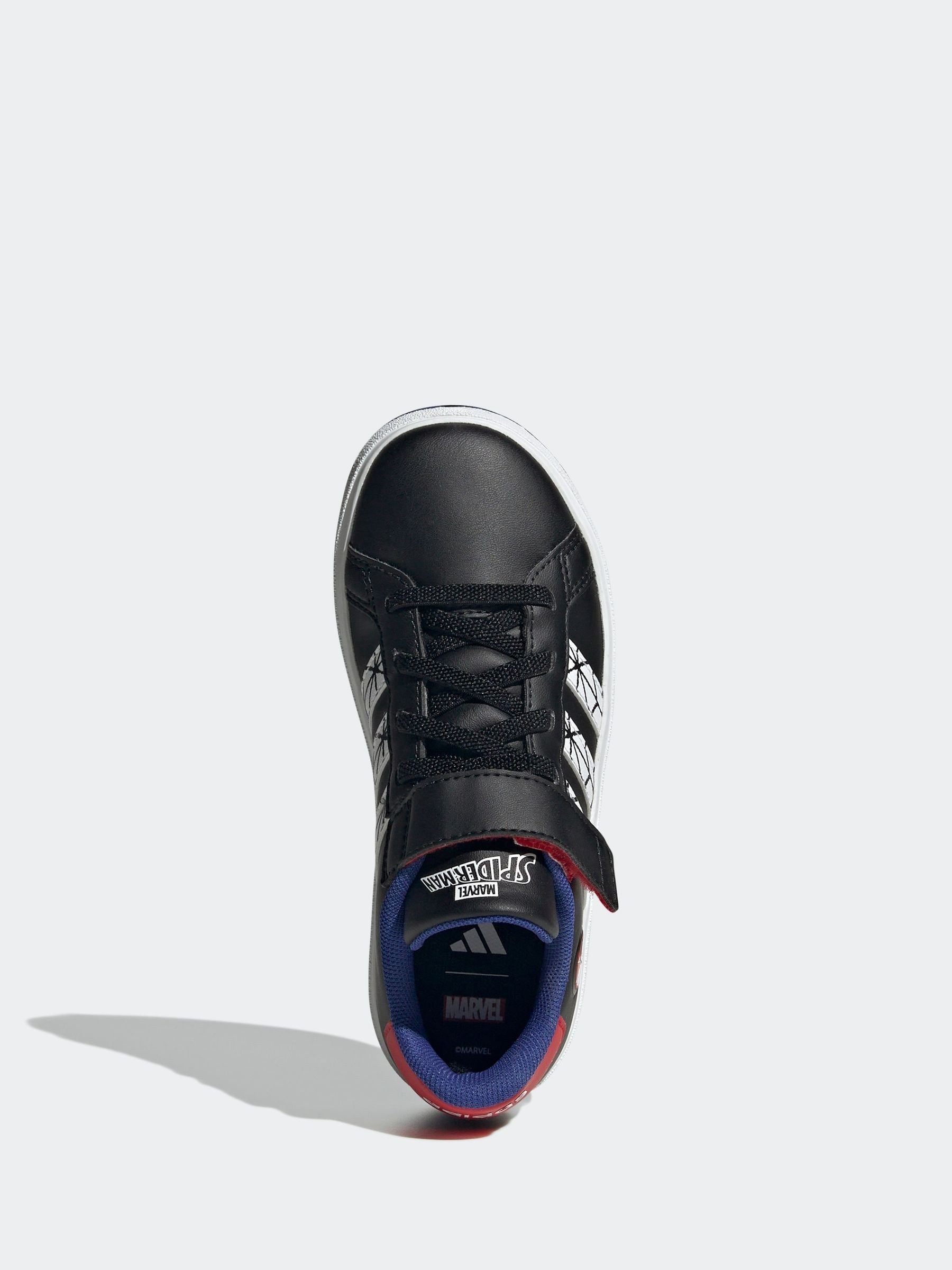 adidas Dark Black Marvel's Kids Spider-Man Grand Court Trainers