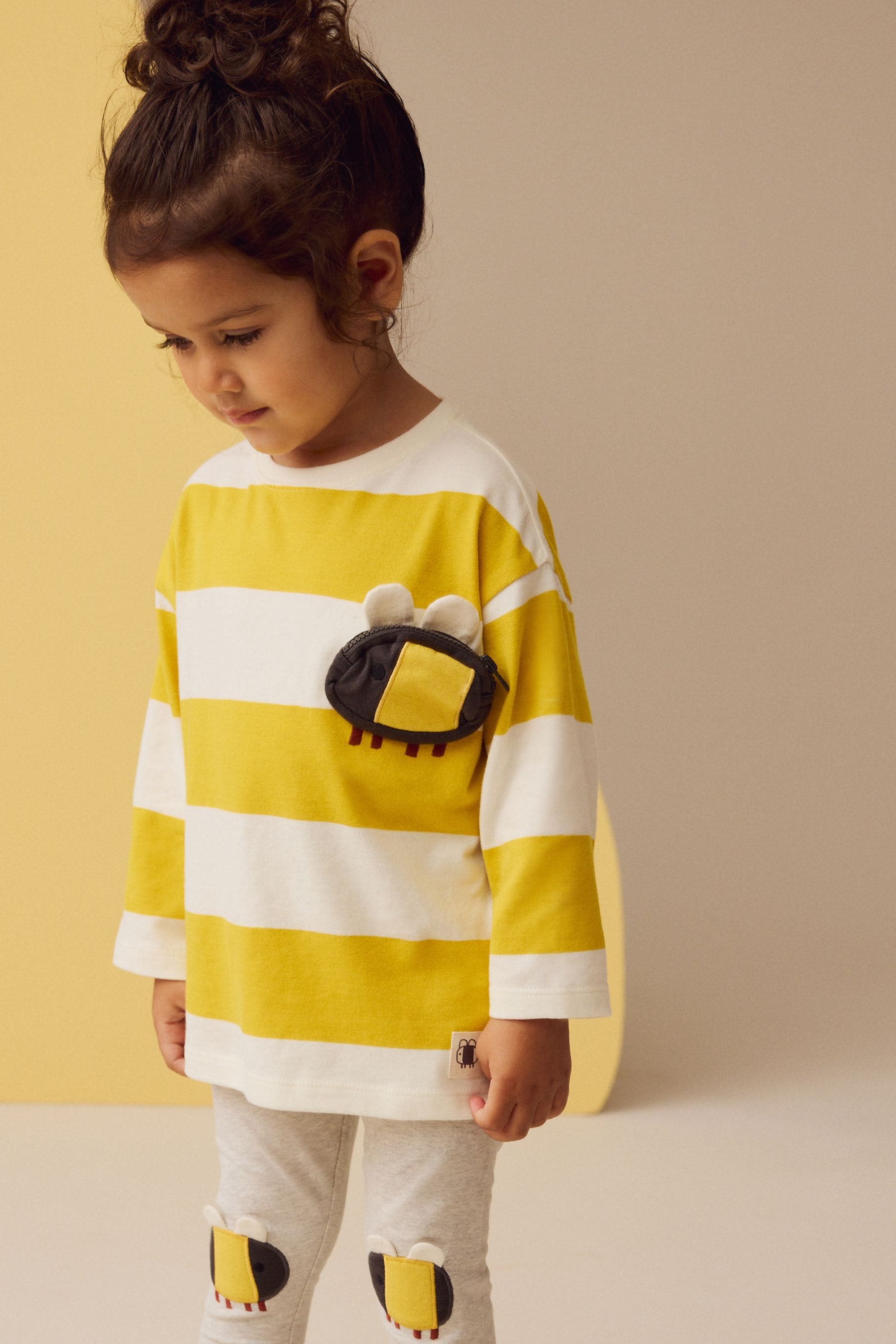 Yellow Bee Long Sleeve Bag 100% Cotton T-Shirt (3mths-7yrs)