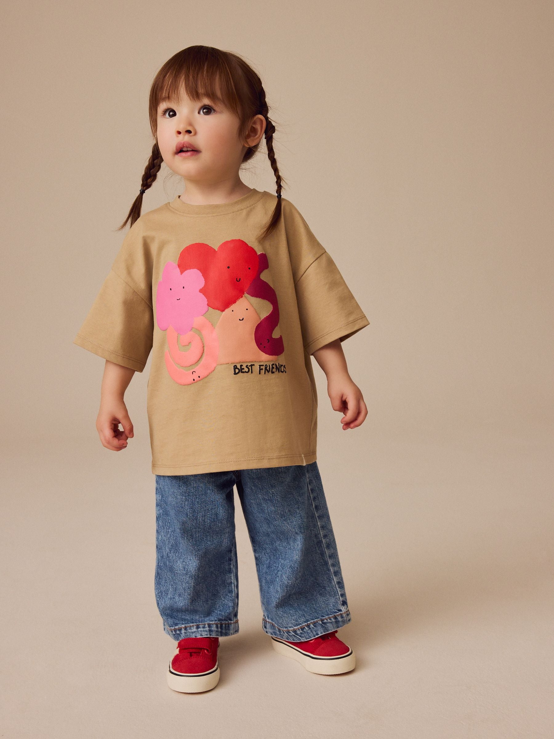 Neutral Heart Girls Short Sleeve 100% Cotton T-Shirt (3mths-7yrs)