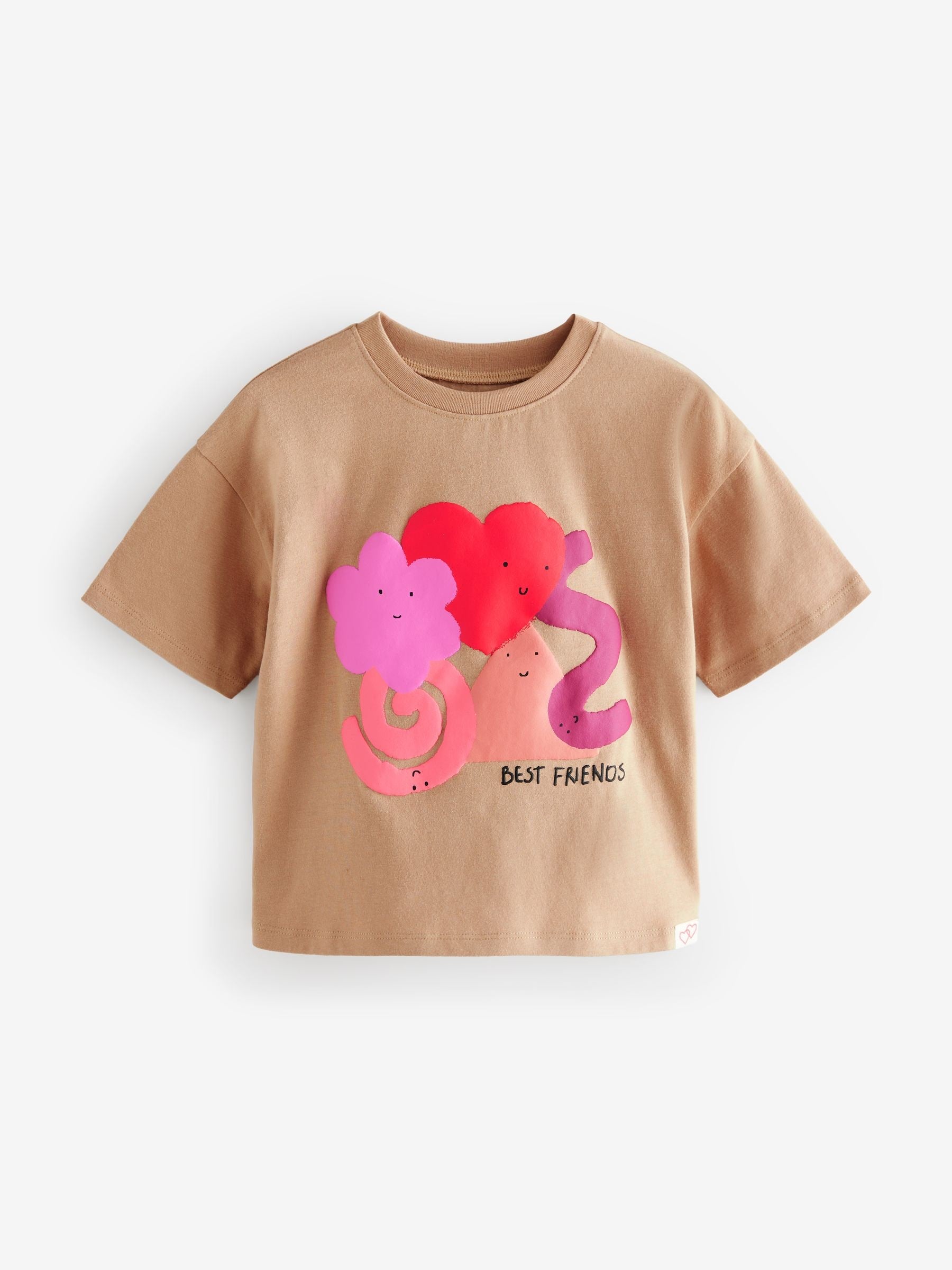 Neutral Heart Girls Short Sleeve 100% Cotton T-Shirt (3mths-7yrs)