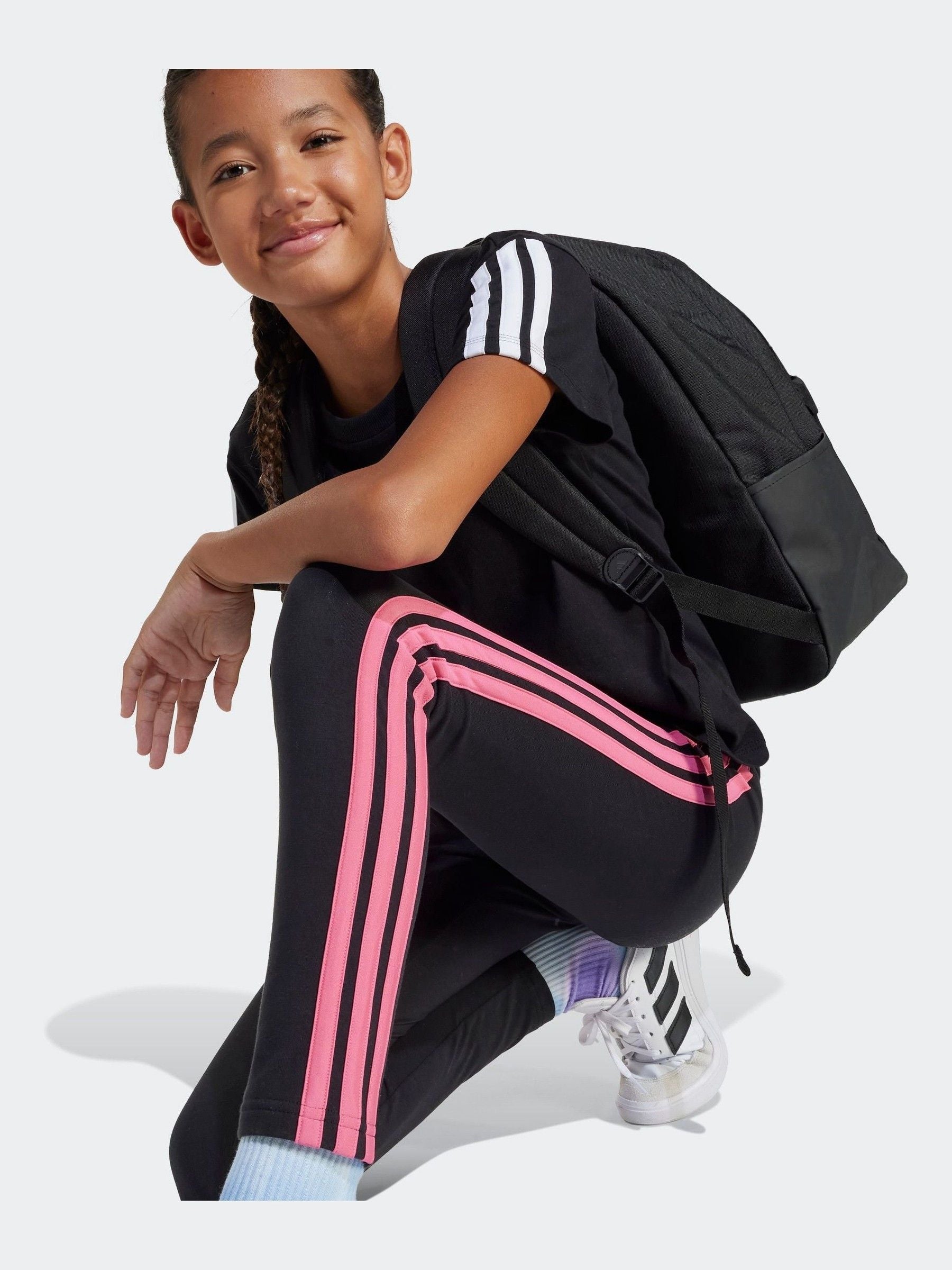 adidas Black 3 Stripe Essentials Leggings