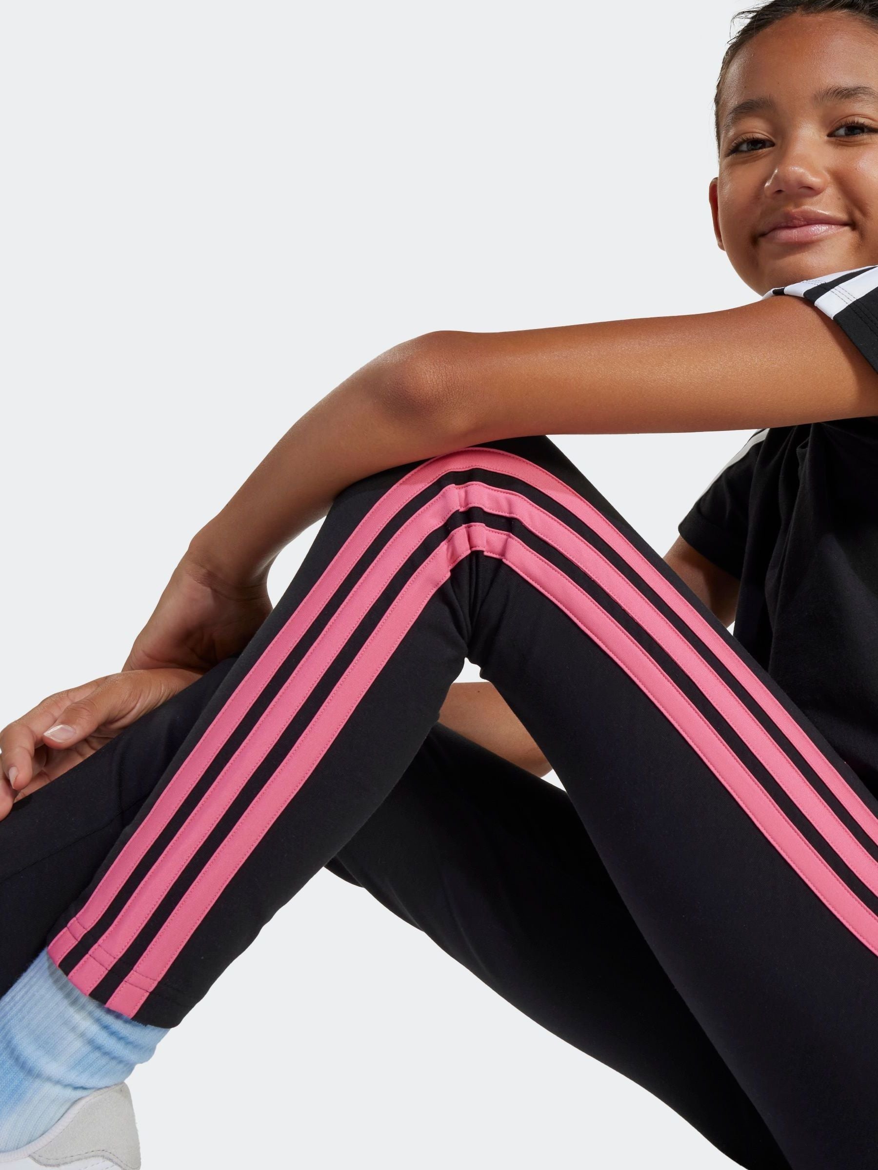 adidas Black 3 Stripe Essentials Leggings