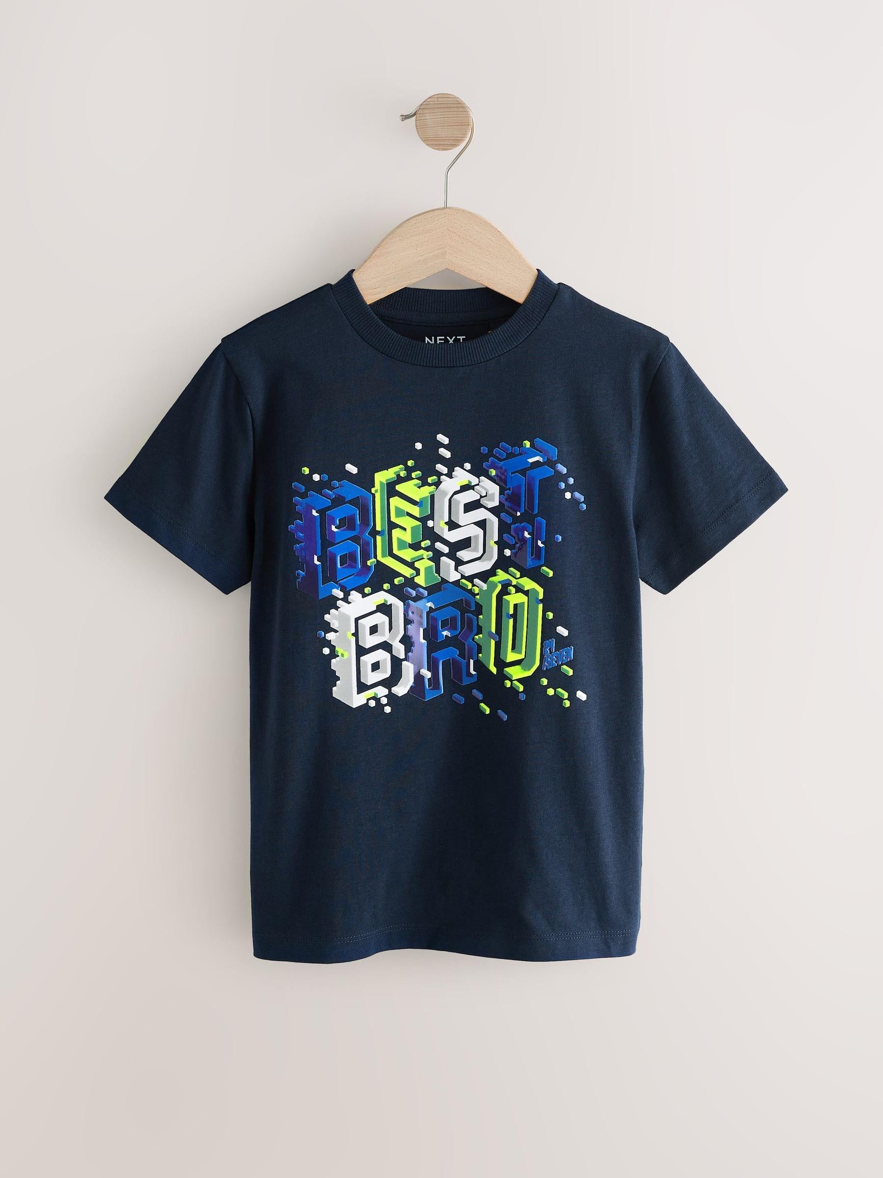 Navy Blue Best Bro 100% Cotton Short Sleeve Graphic T-Shirt (3-16yrs)