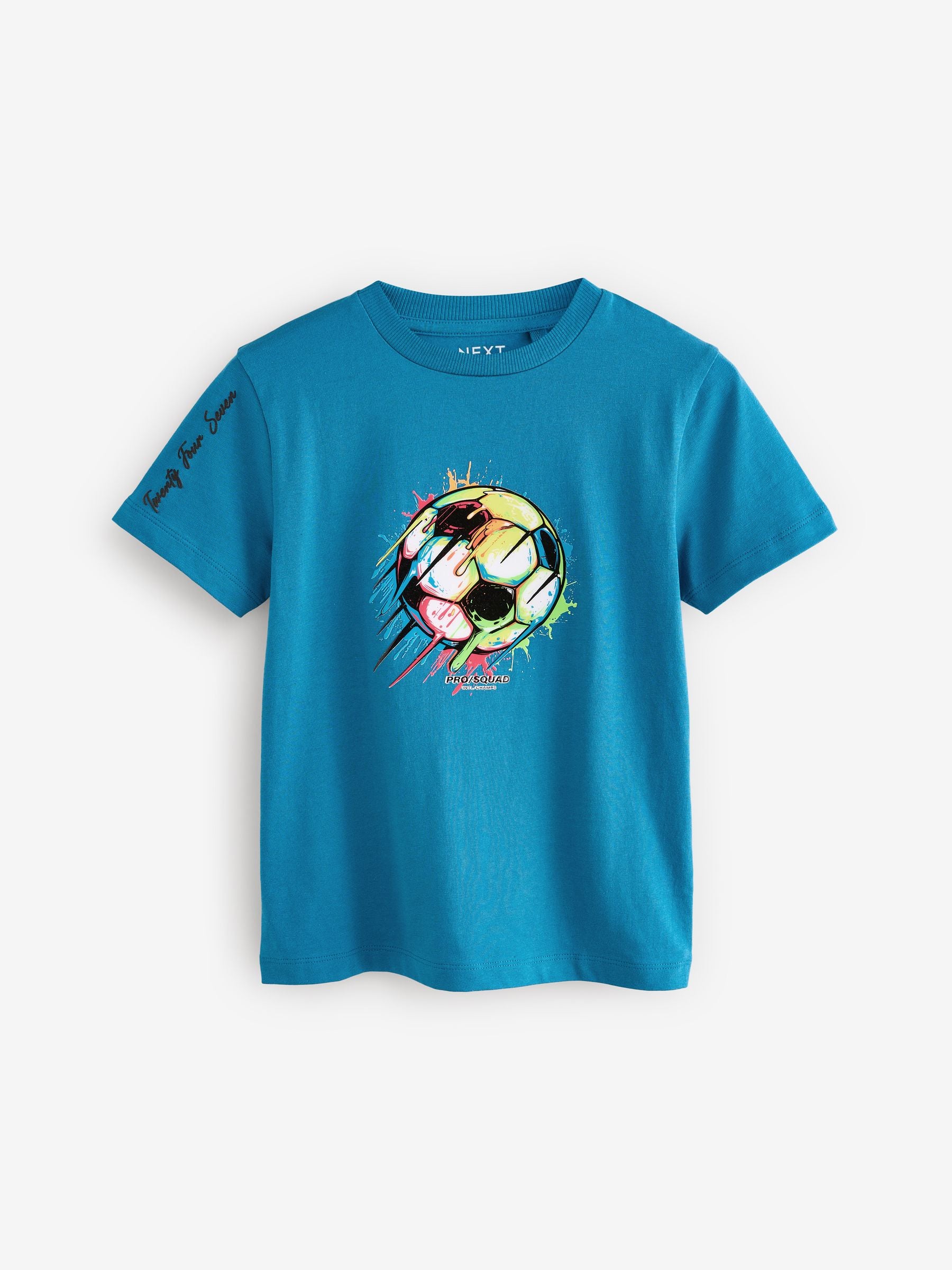 Teal Blue Football 100% Cotton Short Sleeve Graphic T-Shirt (3-16yrs)