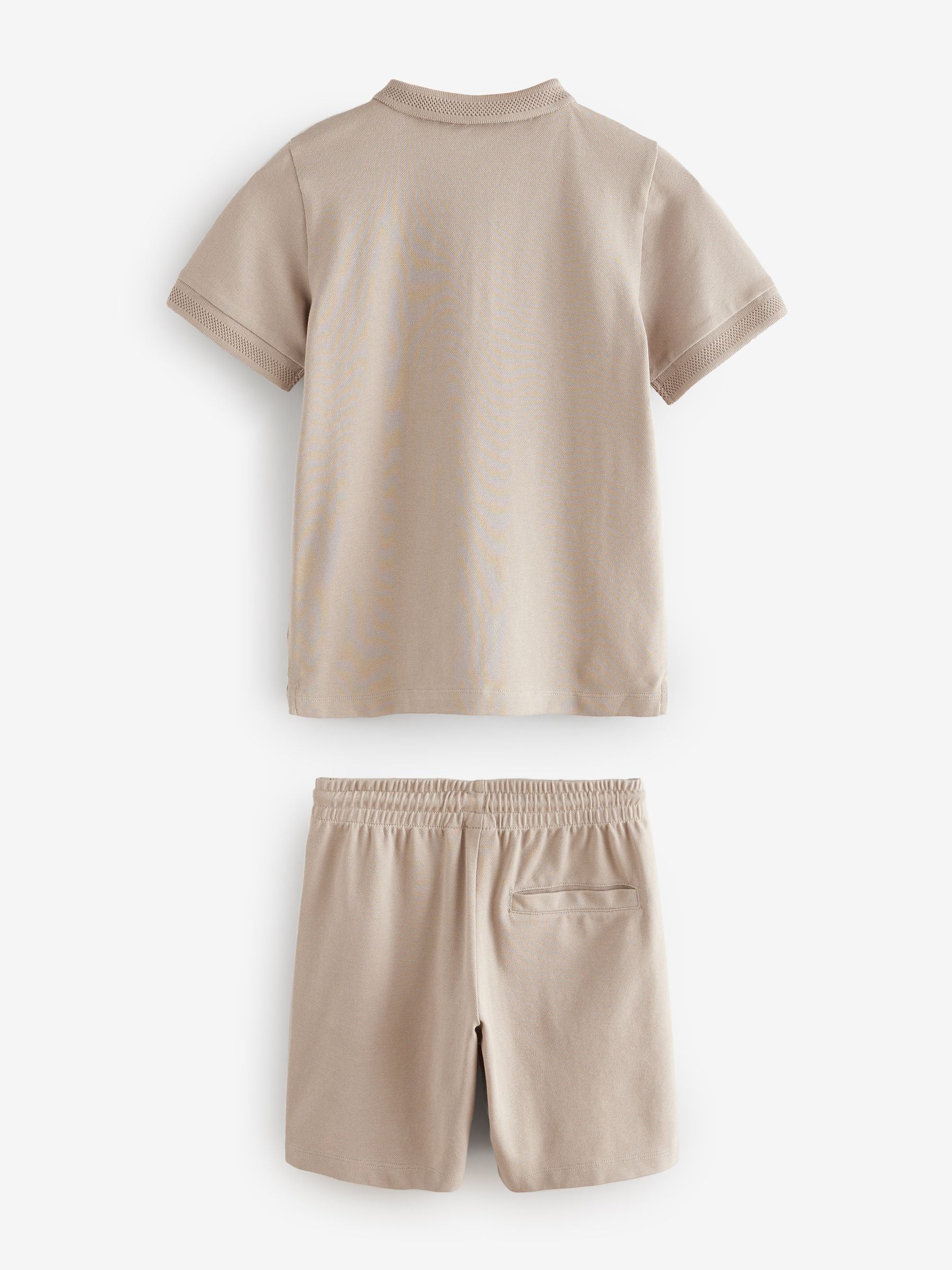 Stone Zip Neck Polo Shirt And Shorts Set (3-16yrs)