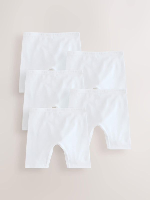 White Shorts Long Leg Briefs 5 Pack (2-16yrs)