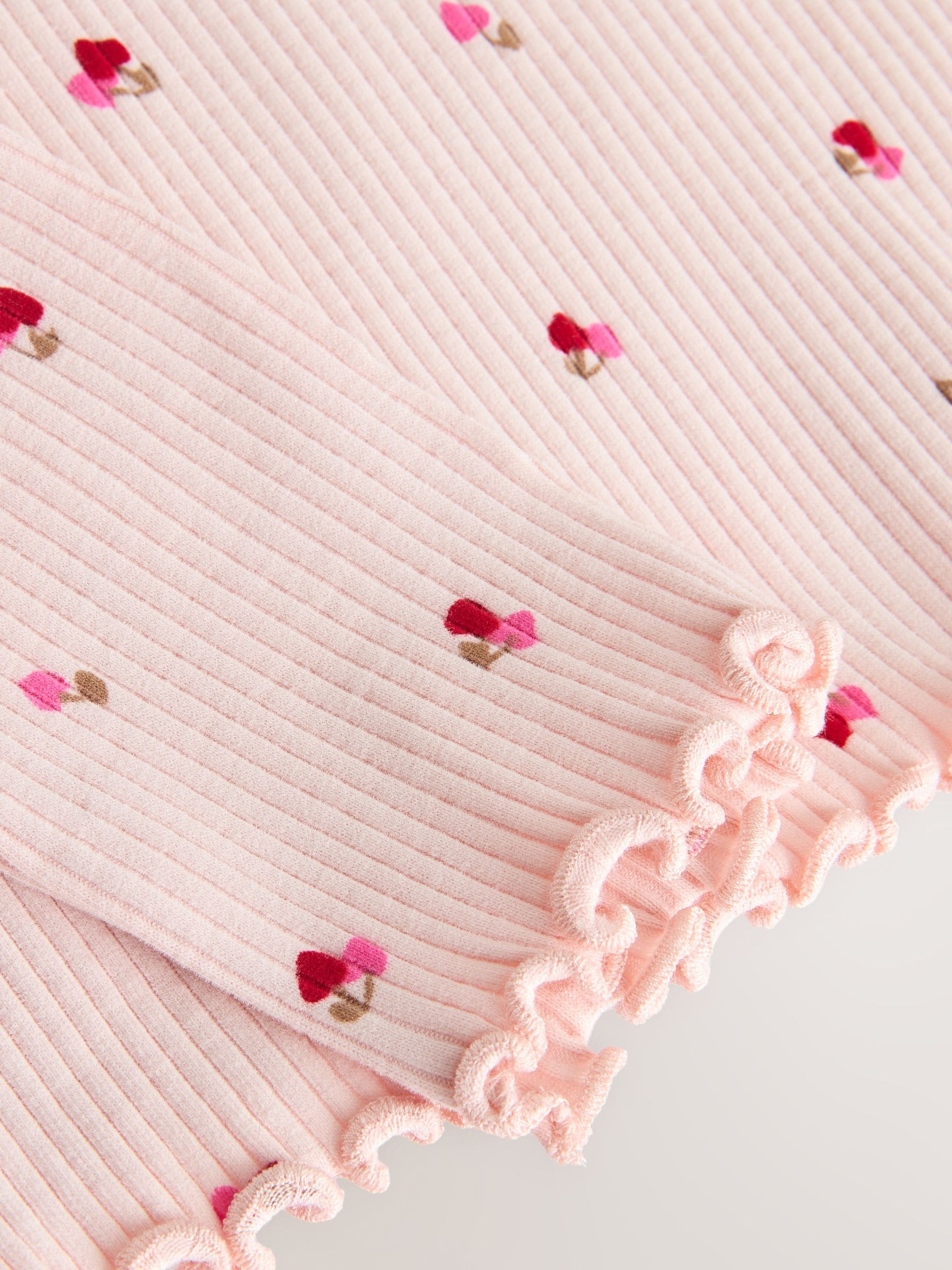 Pink Cherry Hearts Rib Long Sleeve T-Shirt (3mths-7yrs)