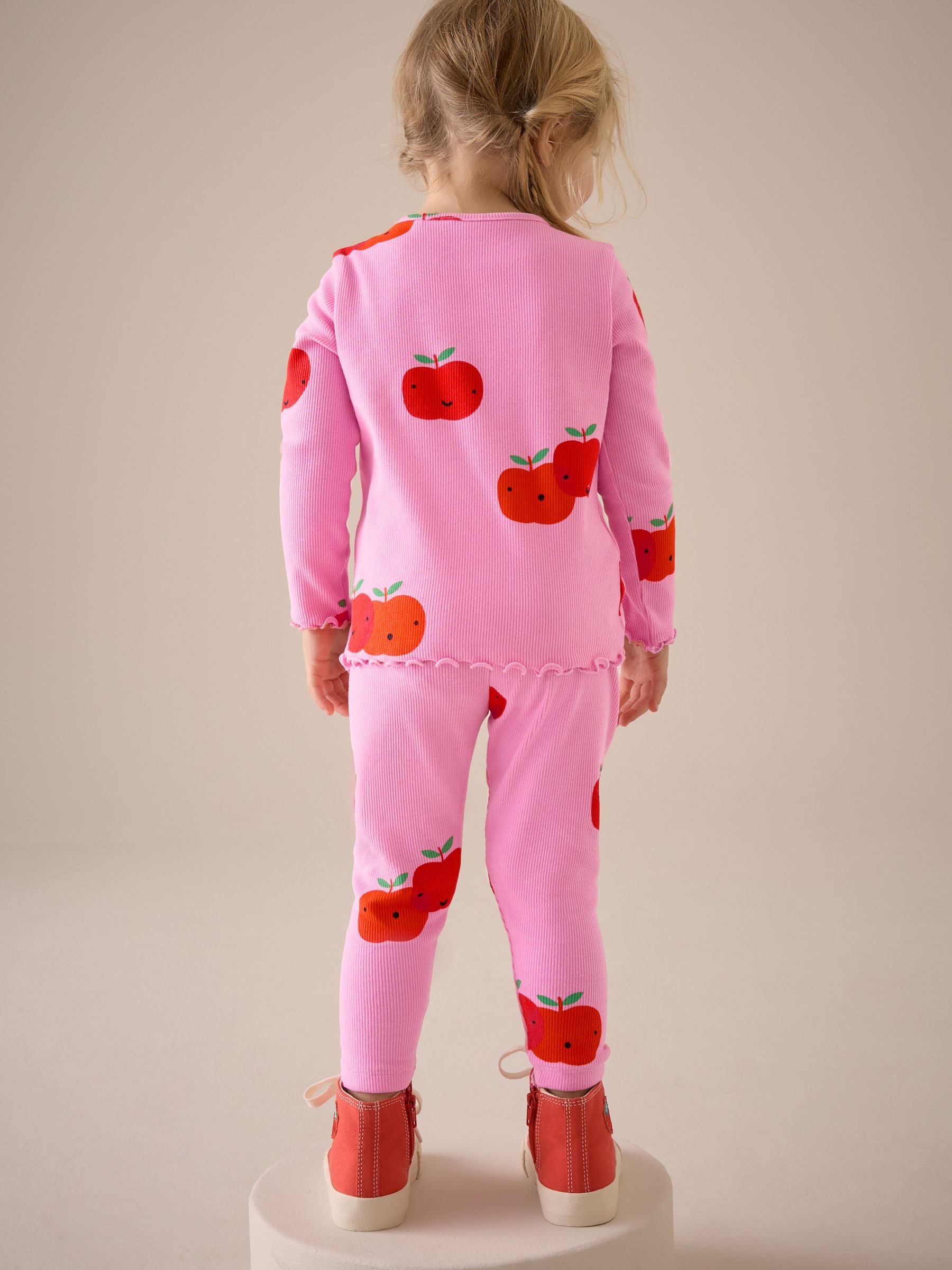 Pink Apple Character Rib Long Sleeve T-Shirt (3mths-7yrs)