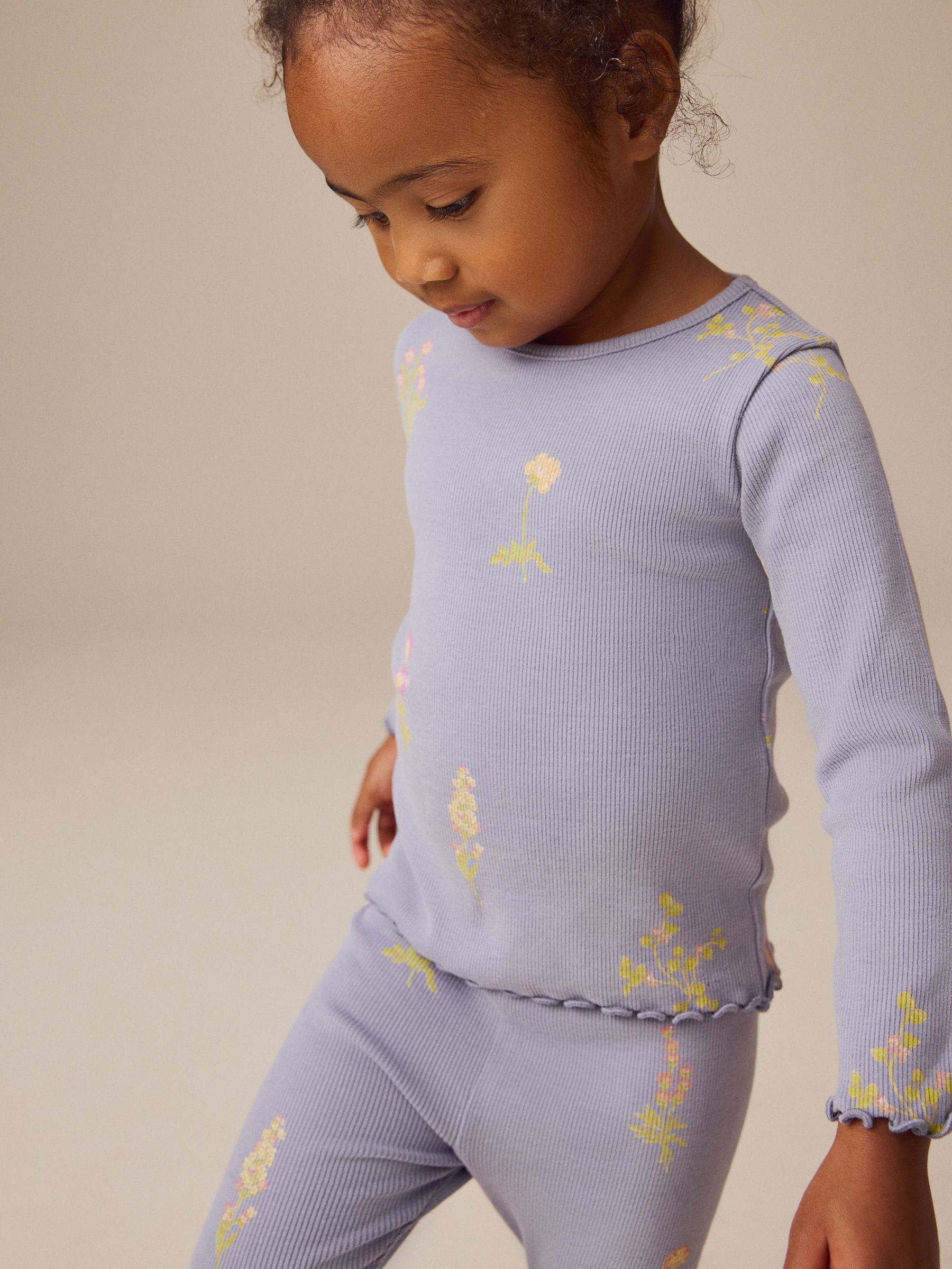 Navy Ditsy Floral Rib Long Sleeve T-Shirt (3mths-7yrs)