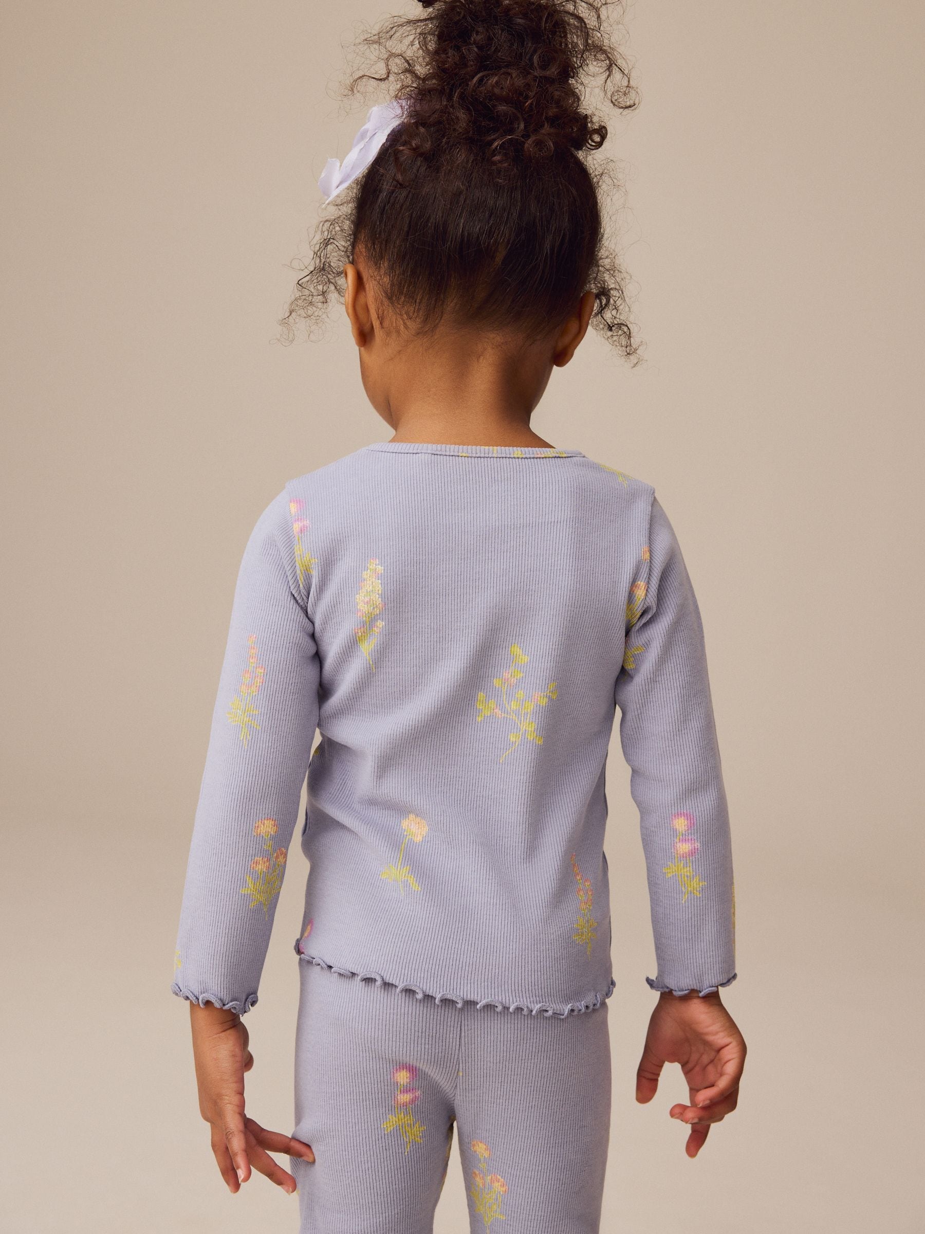 Navy Ditsy Floral Rib Long Sleeve T-Shirt (3mths-7yrs)