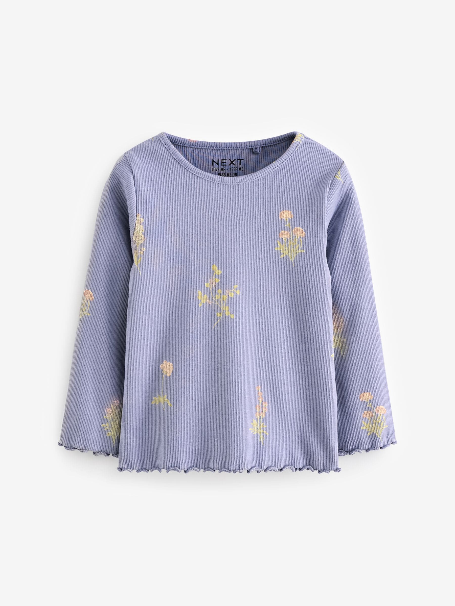 Navy Ditsy Floral Rib Long Sleeve T-Shirt (3mths-7yrs)