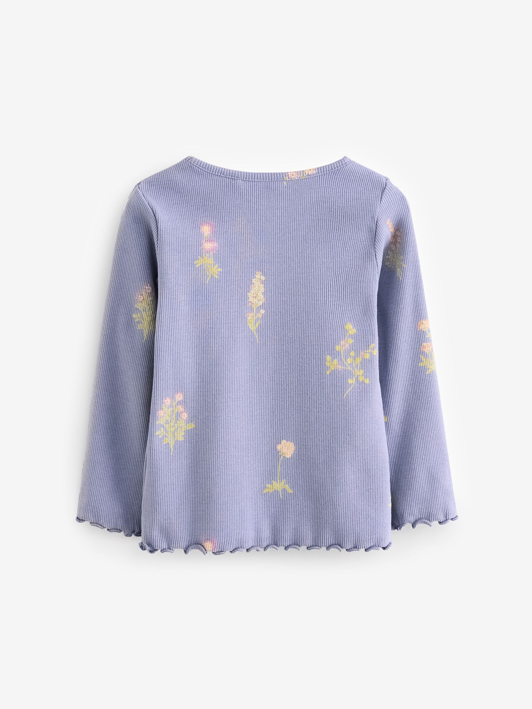 Navy Ditsy Floral Rib Long Sleeve T-Shirt (3mths-7yrs)