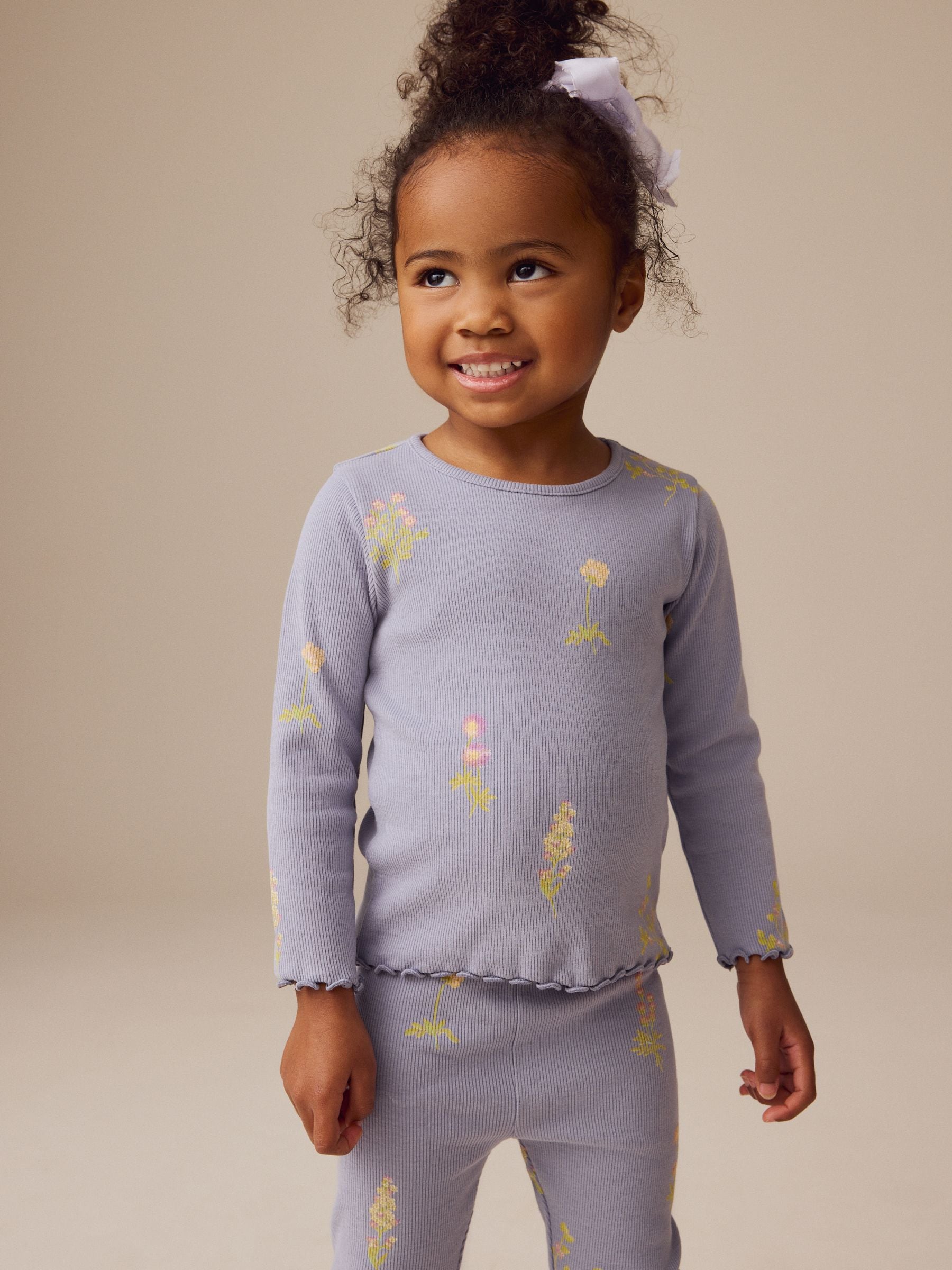 Navy Ditsy Floral Rib Long Sleeve T-Shirt (3mths-7yrs)