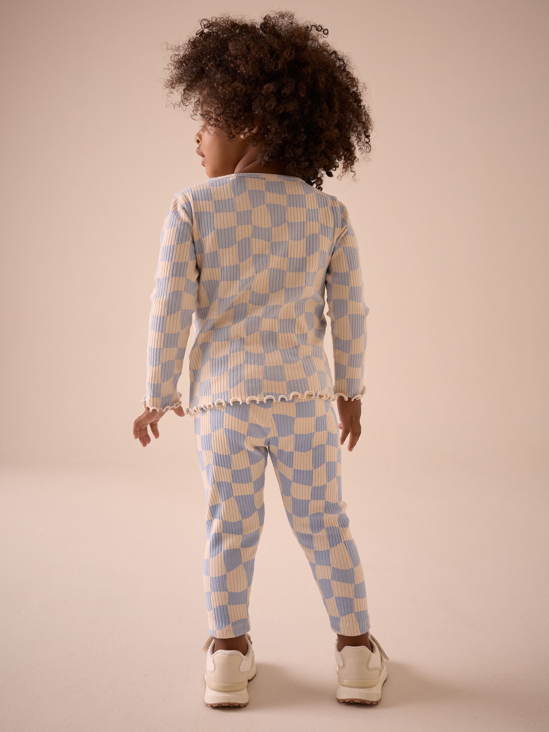 Blue Checkerboard Rib Long Sleeve T-Shirt (3mths-7yrs)