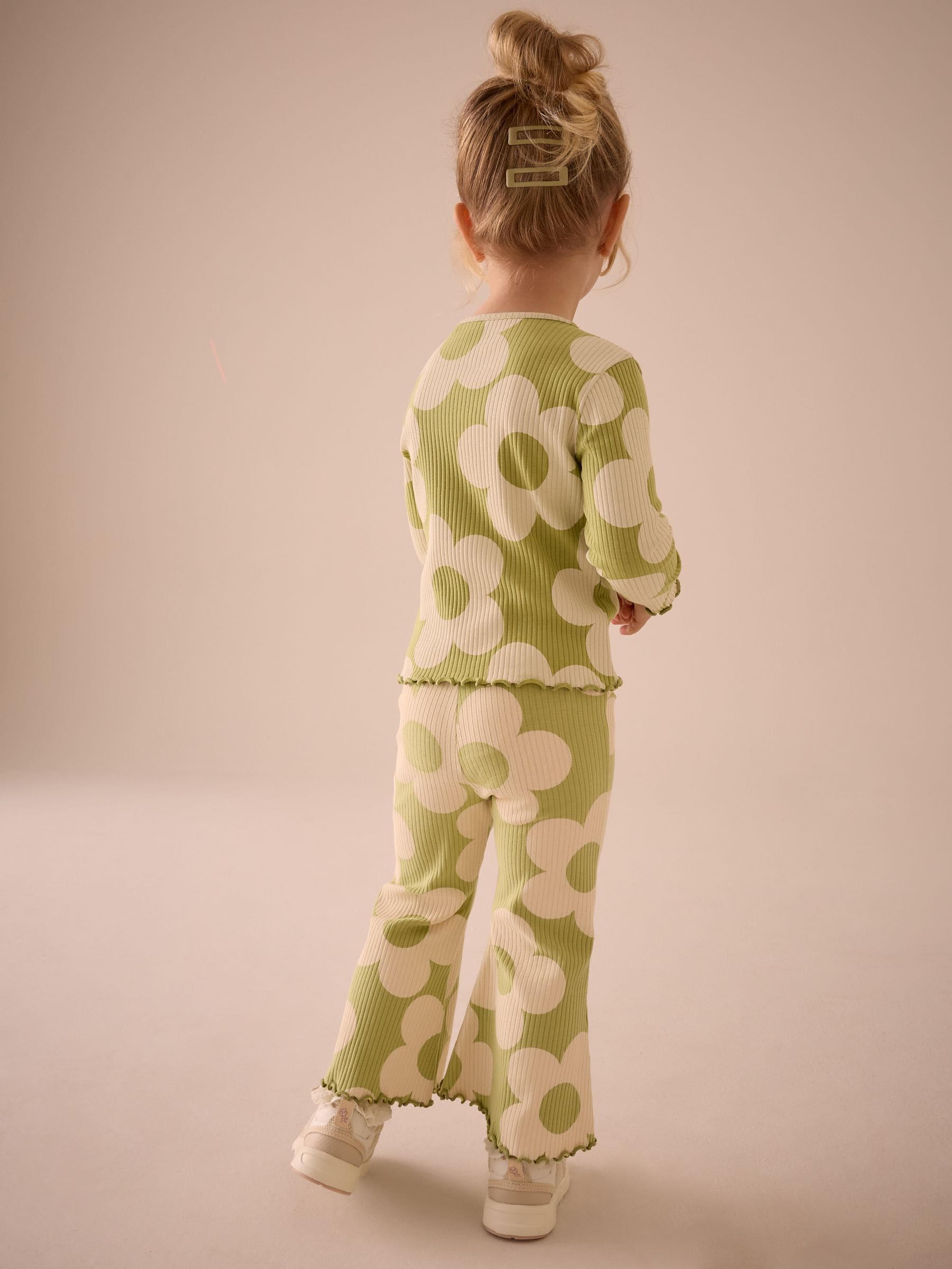 Green Flower Rib Long Sleeve T-Shirt (3mths-7yrs)