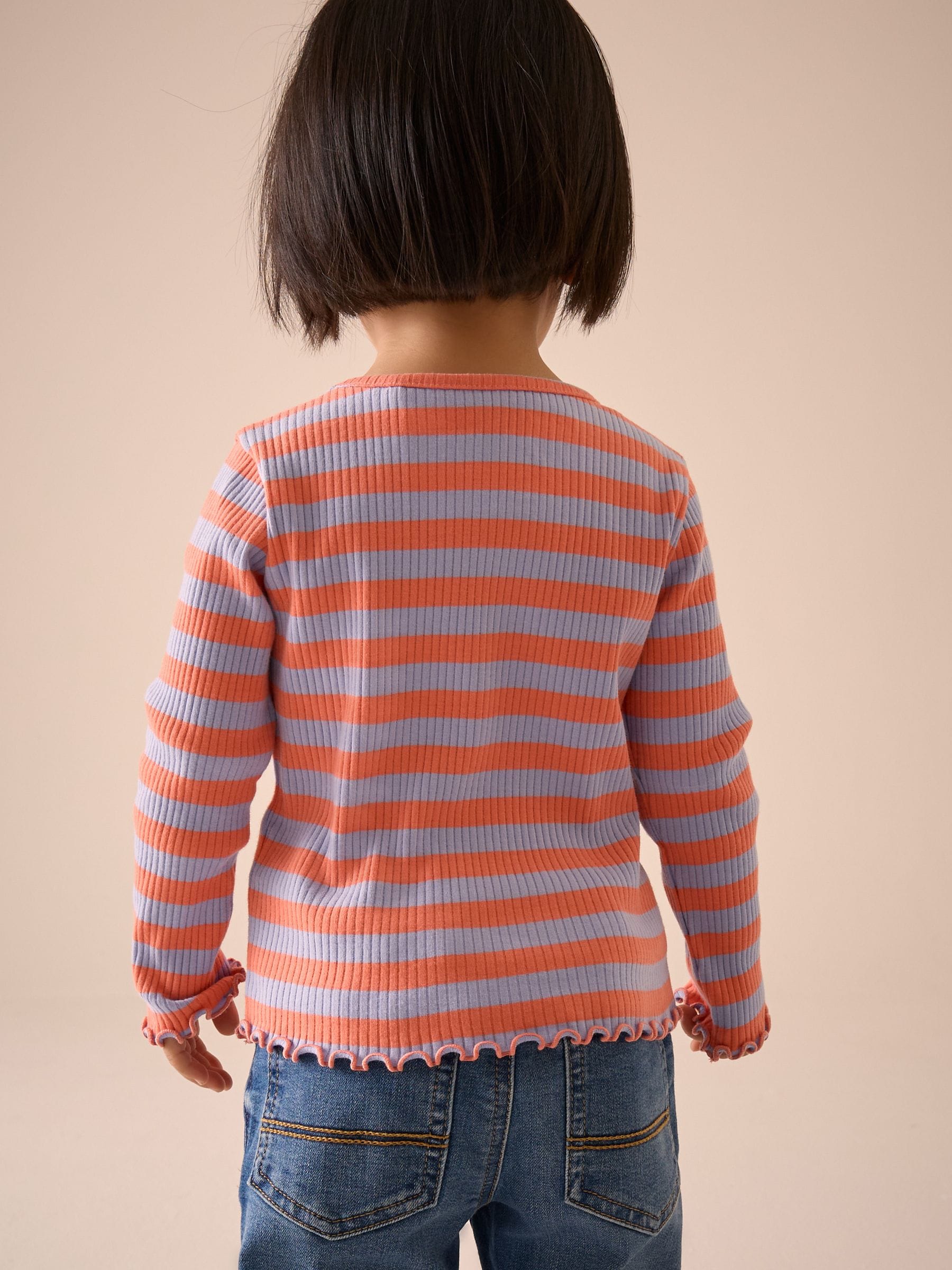 Orange/Purple Stripe Rib Long Sleeve T-Shirt (3mths-7yrs)