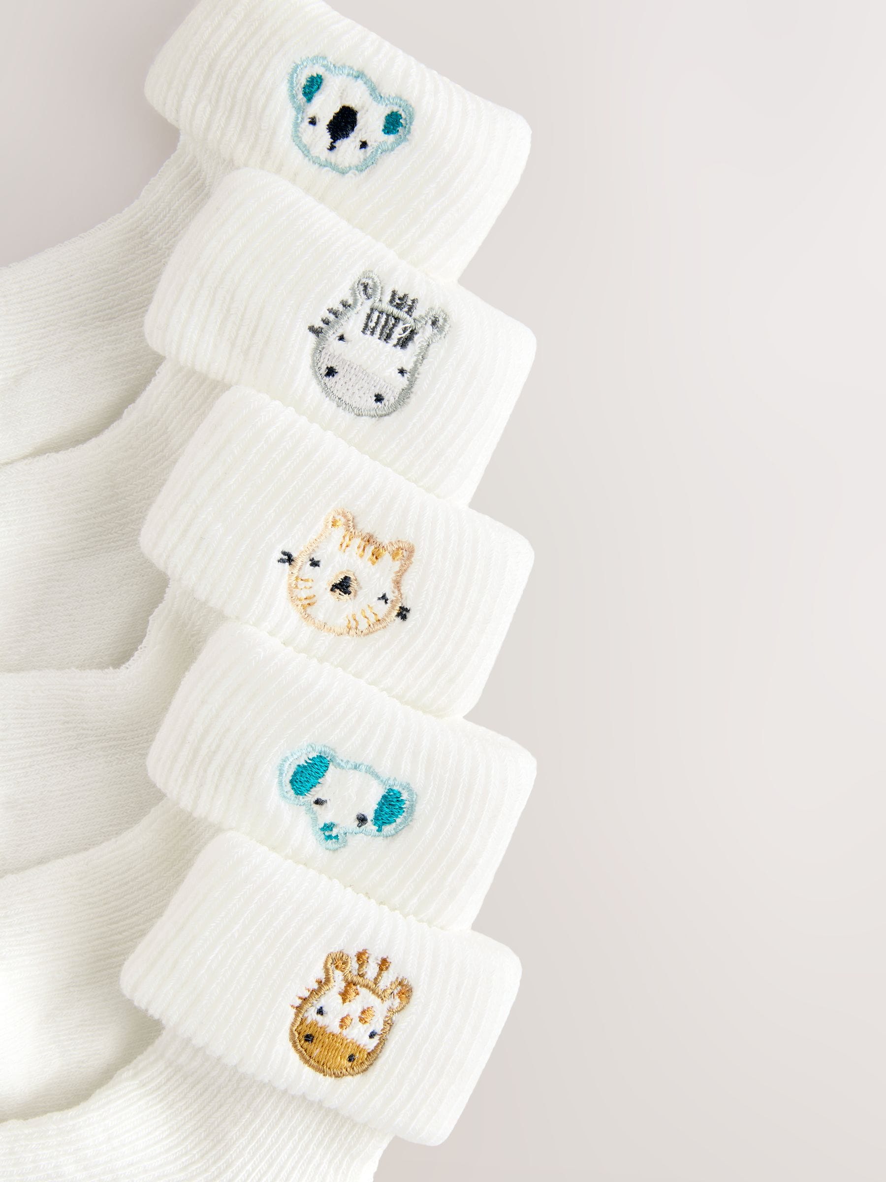 White Character Embroidered Roll Top Socks 5 Pack (0mths-2yrs)