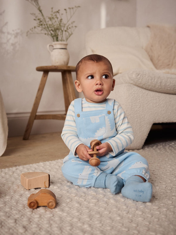 Blue Crocodile Jersey Baby Dungarees And Bodysuit Set (0mths-2yrs)