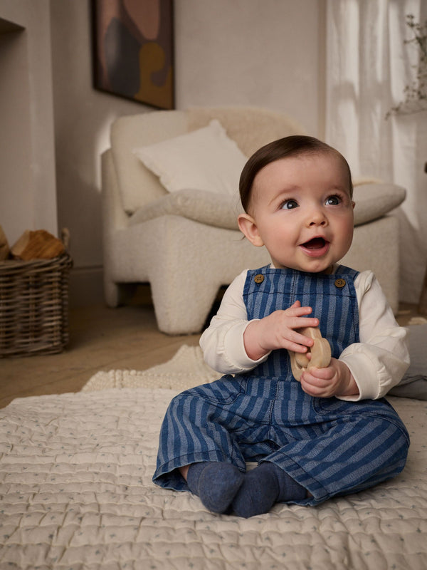 Stripe Baby Denim Dungarees and Bodysuit Set (0mths-2yrs)