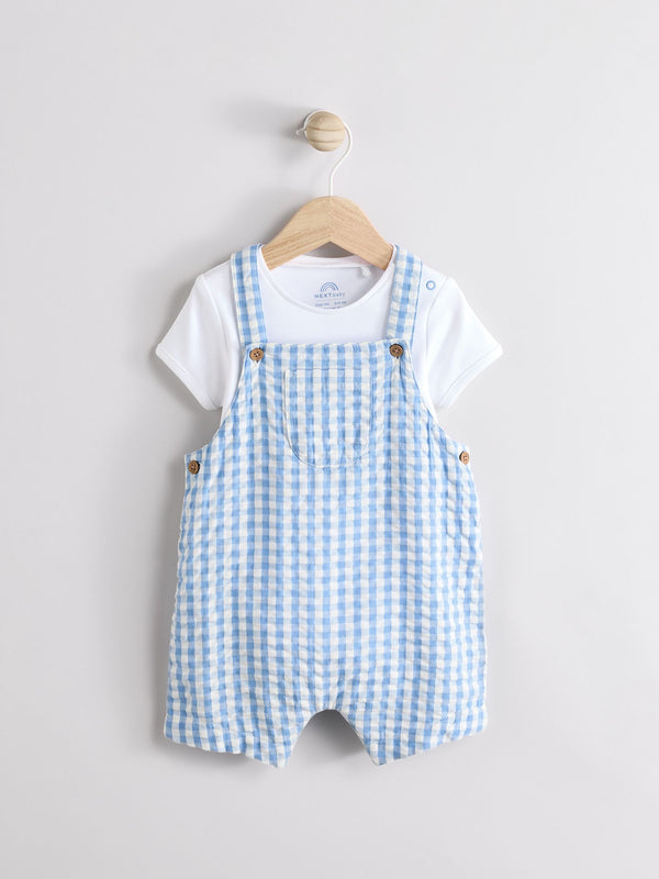 Blue Stripe Baby Woven Dungaree and Bodysuit Set (0mths-2yrs)