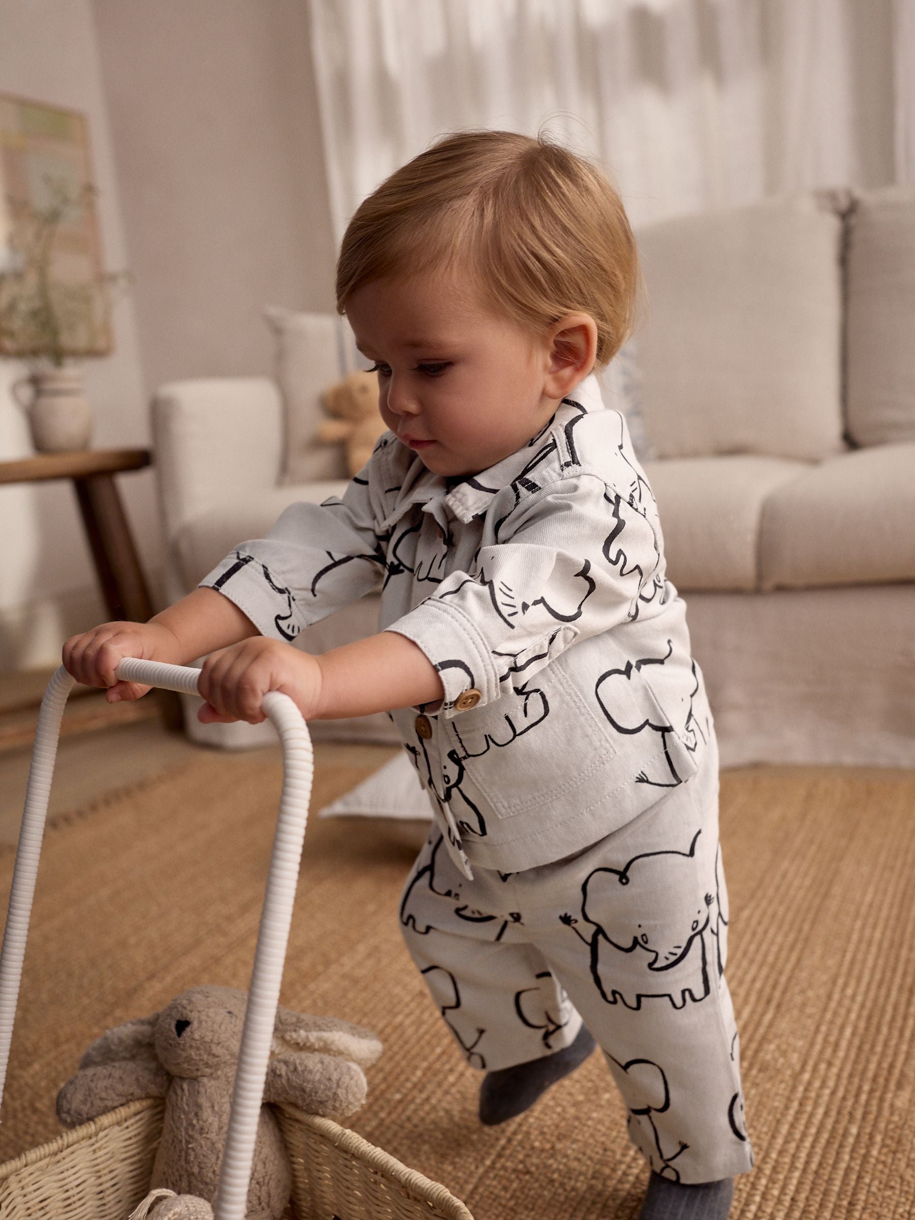 Mono Elephant Baby Shirt And Trousers 100% Cotton Set 3 Piece (0mths-2yrs)