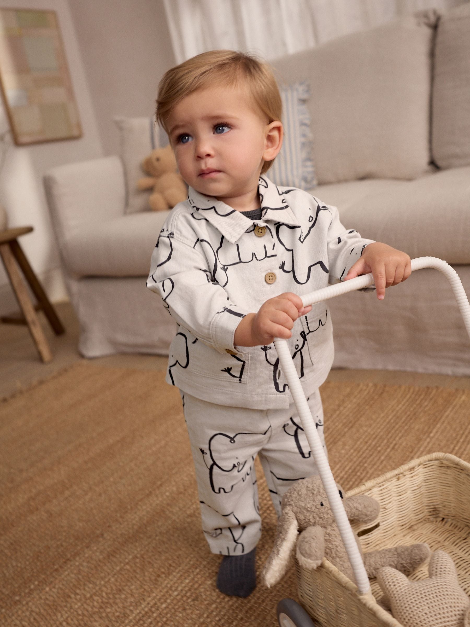 Mono Elephant Baby Shirt And Trousers 100% Cotton Set 3 Piece (0mths-2yrs)