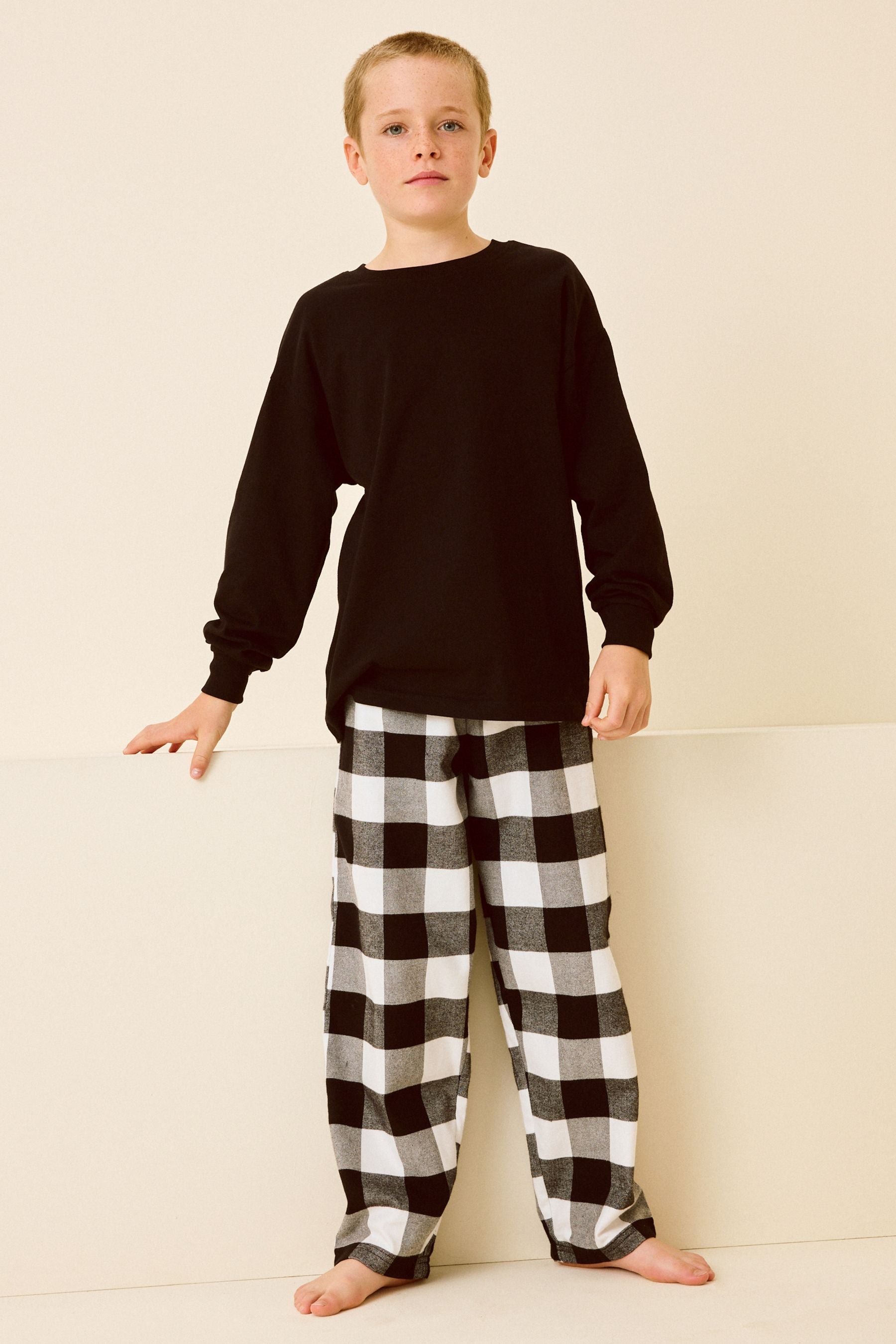 Monochrome Check Single Woven Pyjamas (4-16yrs)