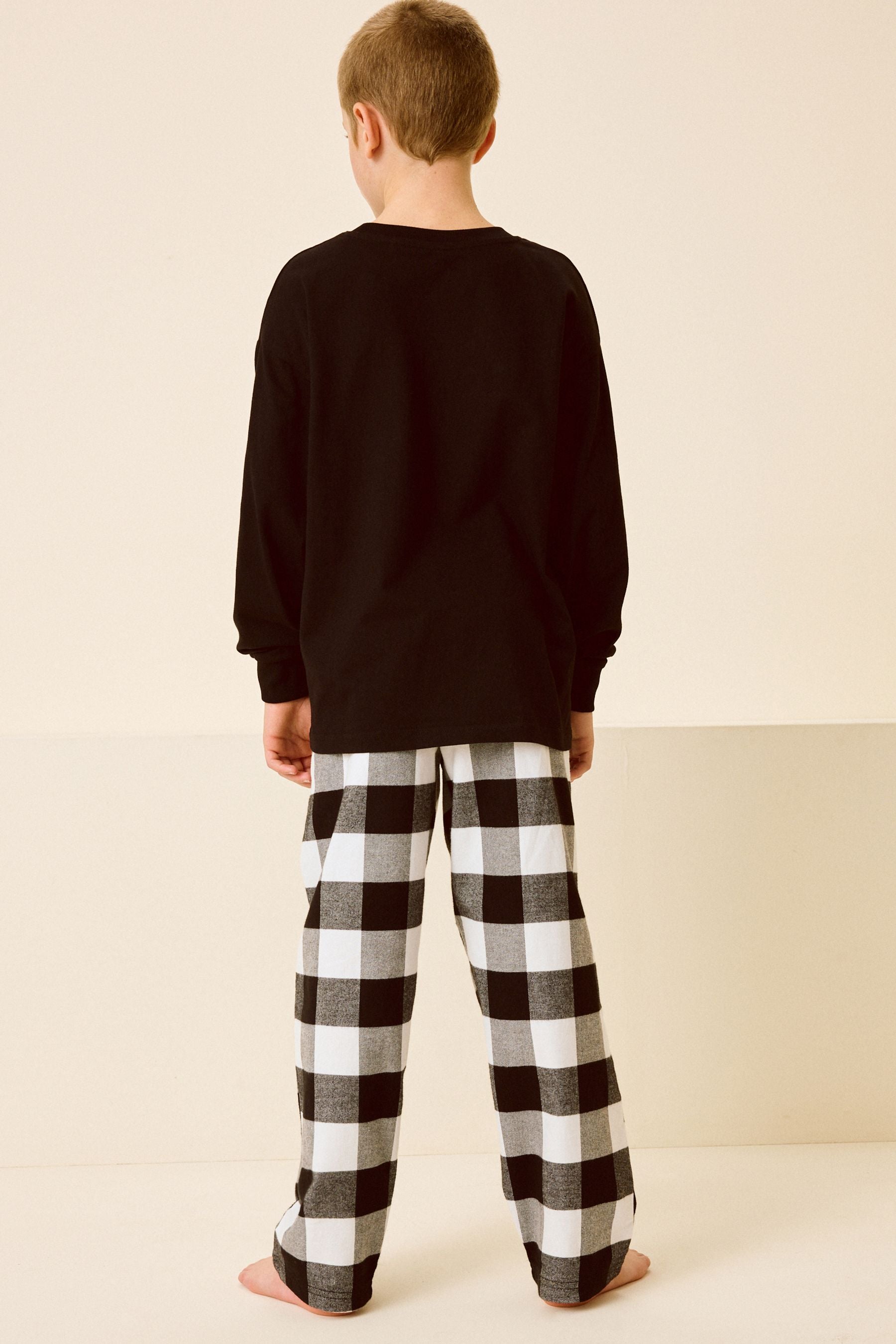 Monochrome Check Single Woven Pyjamas (4-16yrs)