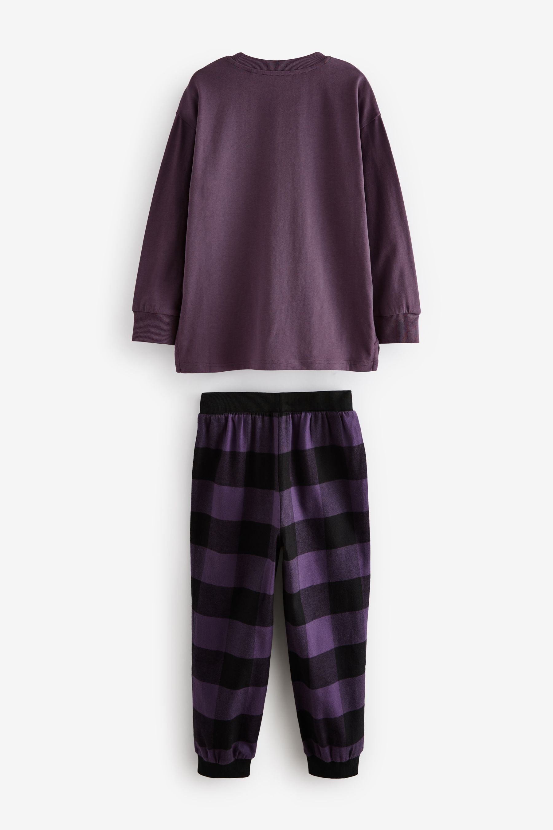 Purple Check 100% Cotton Single Long Sleeve Long Leg Woven Pyjamas (4-16yrs)