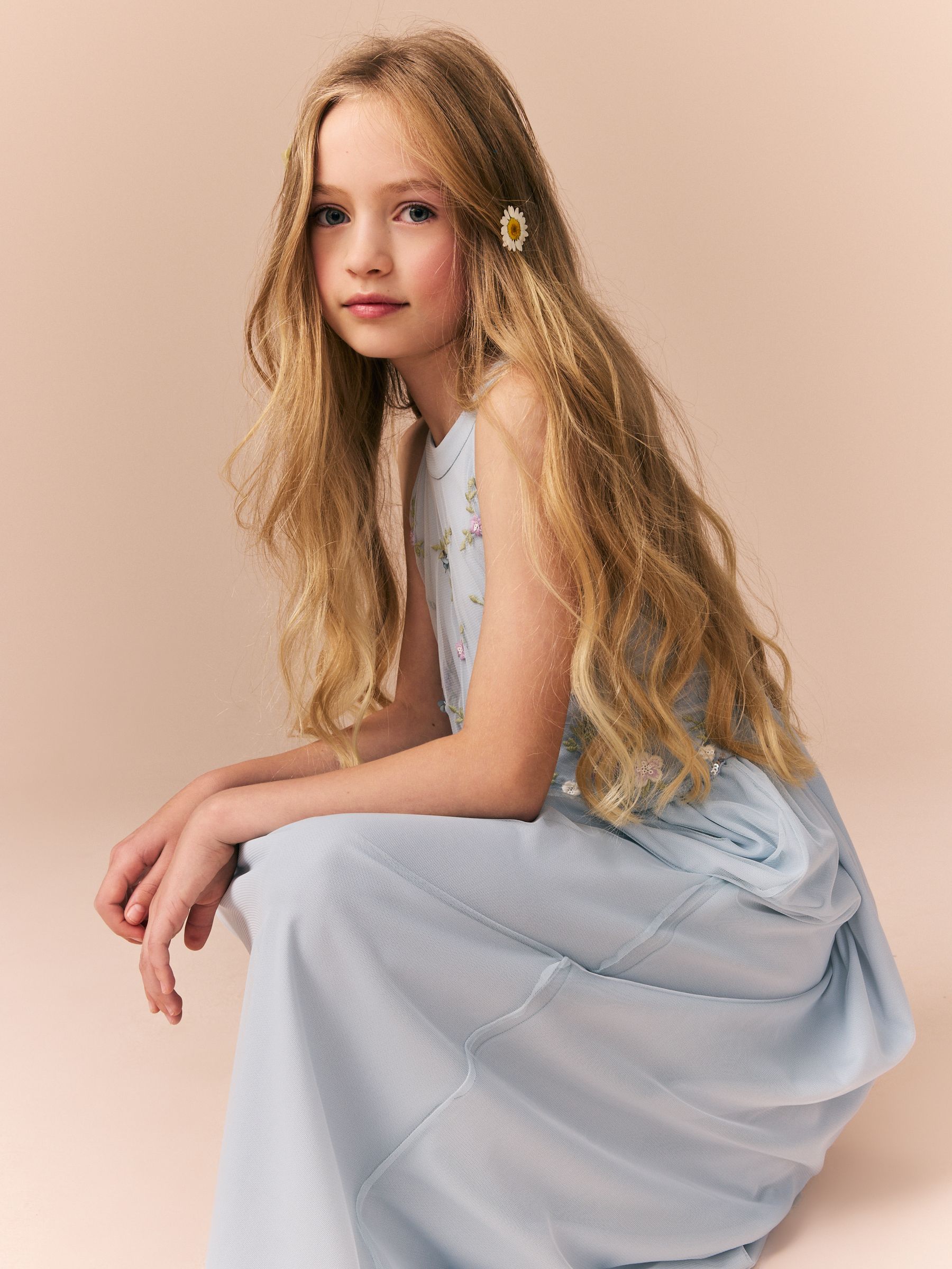 Pale Blue Embellished Occasion Dress (6-16yrs)