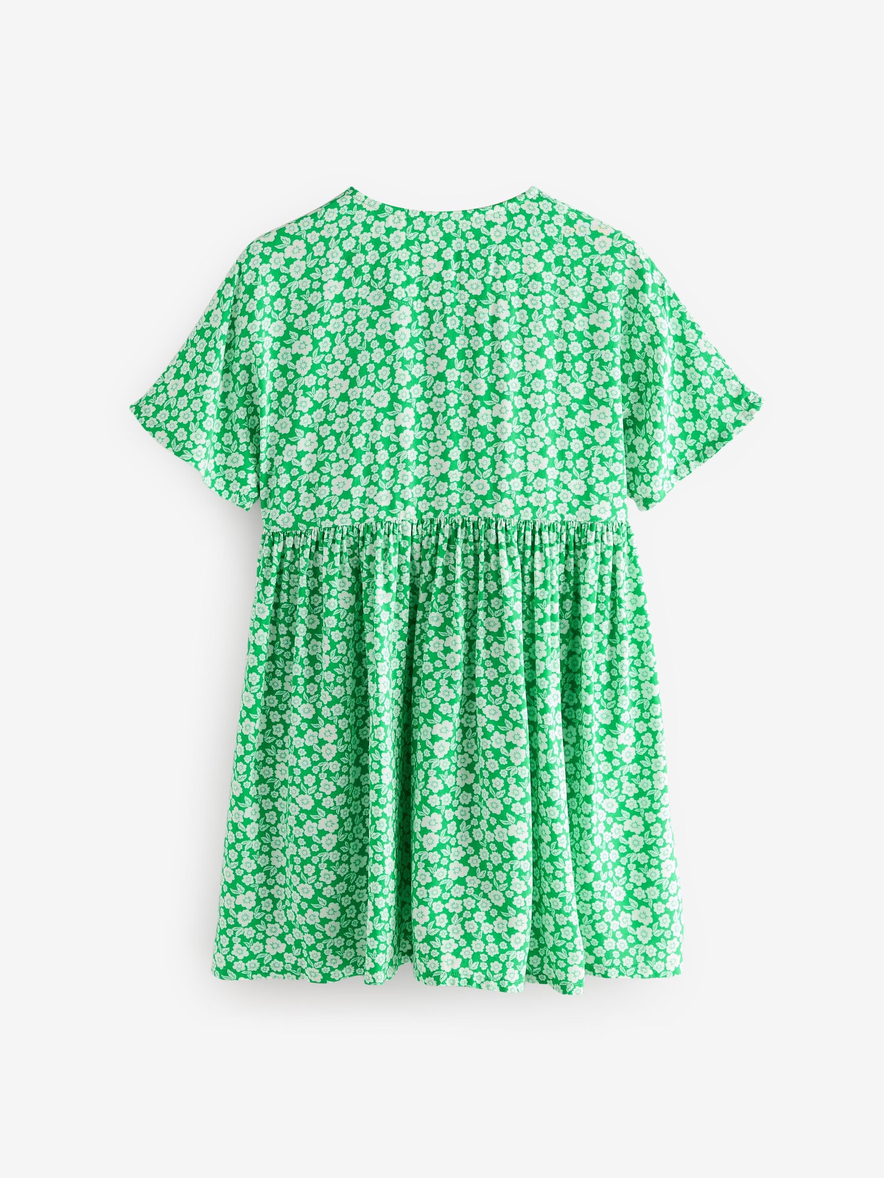 Green Ditsy Button Dress (3-16yrs)