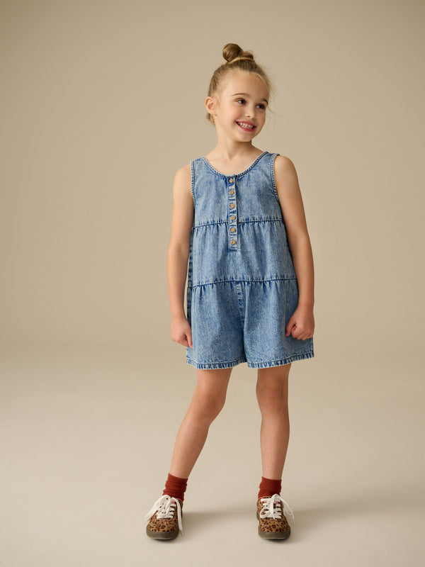 Blue Denim 100% Cotton Playsuit (3-16yrs)