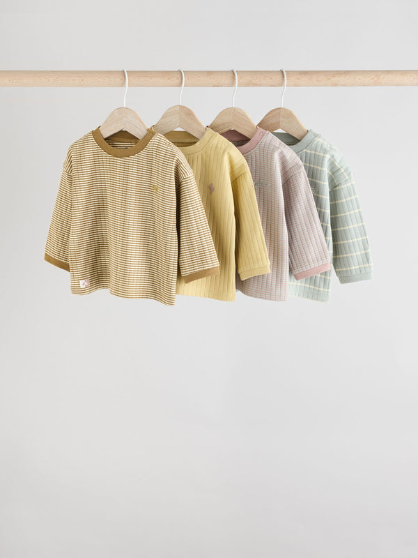 Minerals Stripe Baby Long Sleeve 100% Cotton T-Shirts 4 Pack